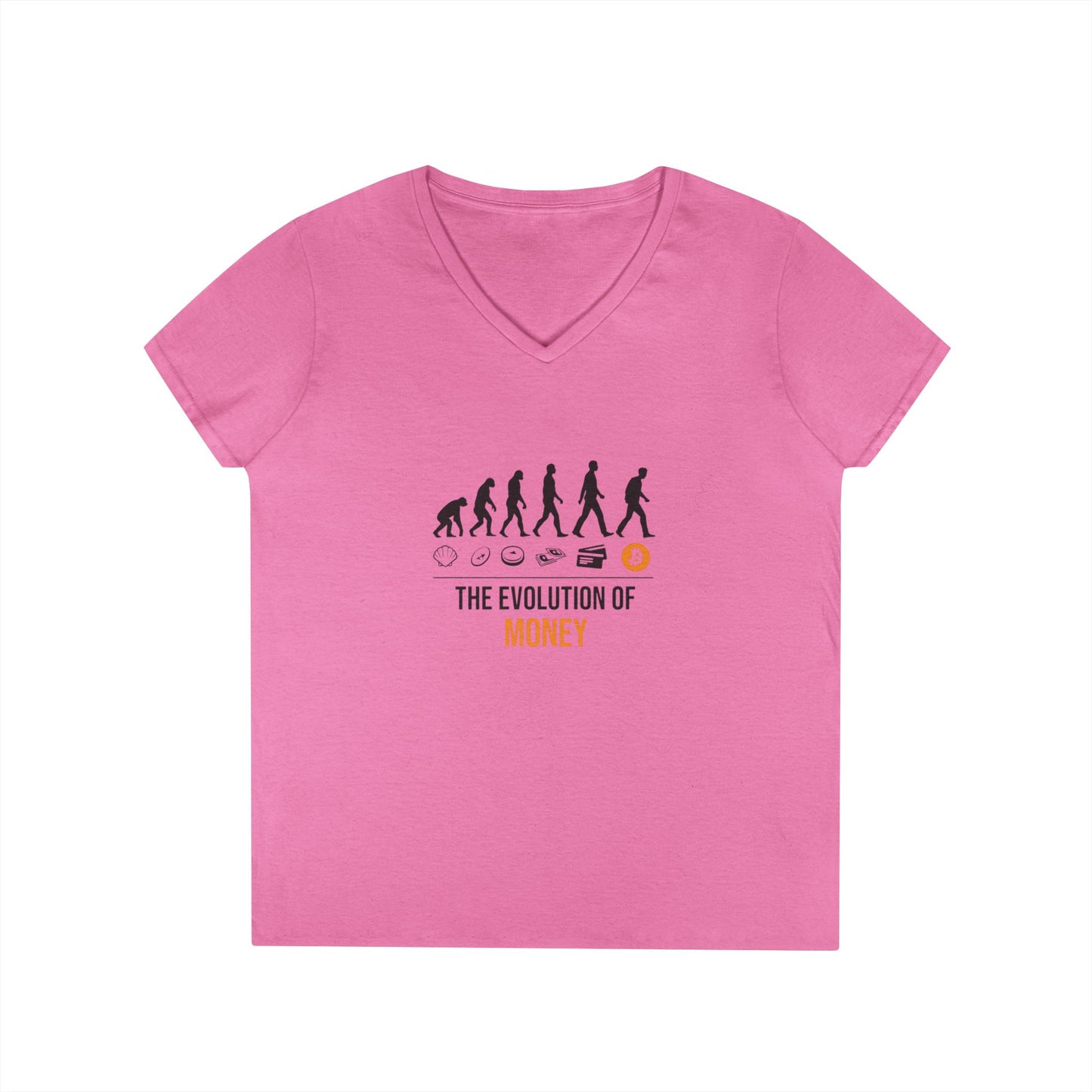 The Evolution of Money V-Neck Tee (front design) – Crypto Vault Shirt