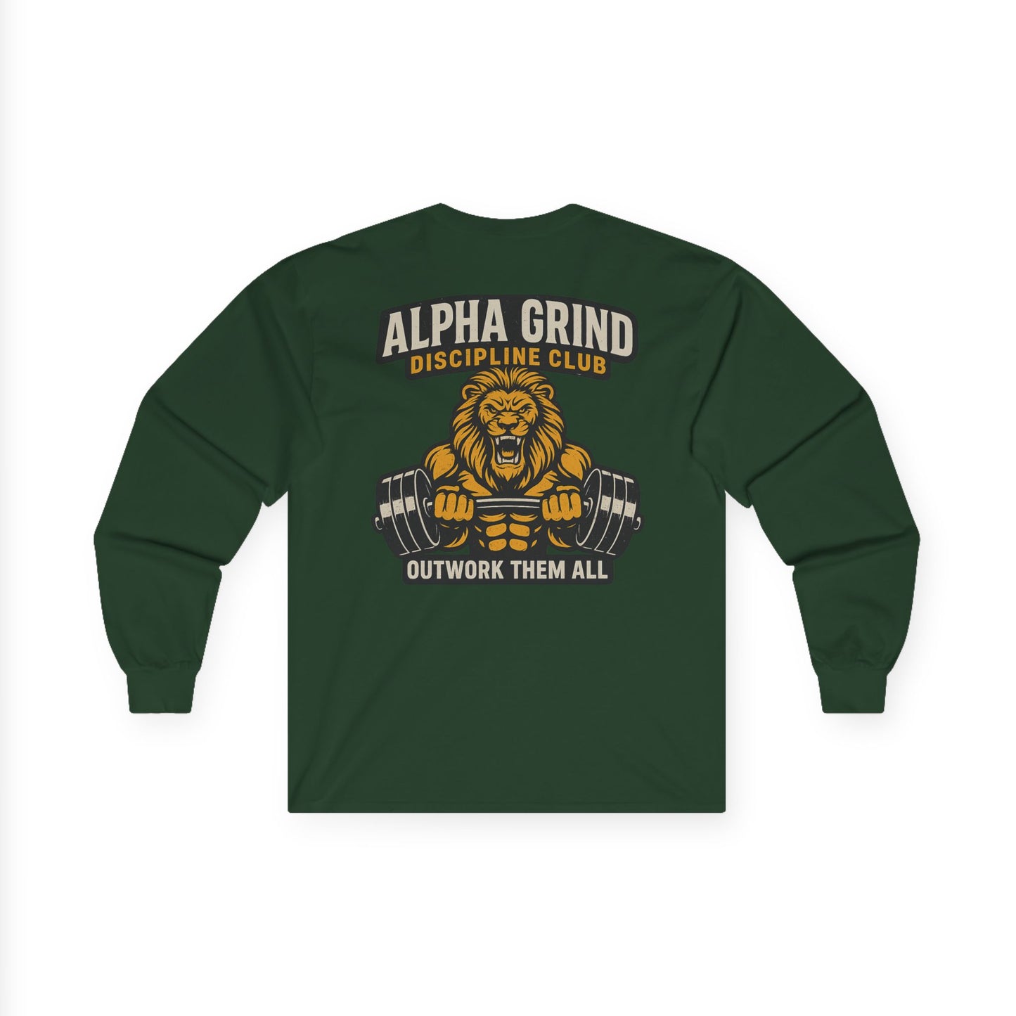 Alpha Grind Long Sleeve (front logo + back design) – Gym Apparel