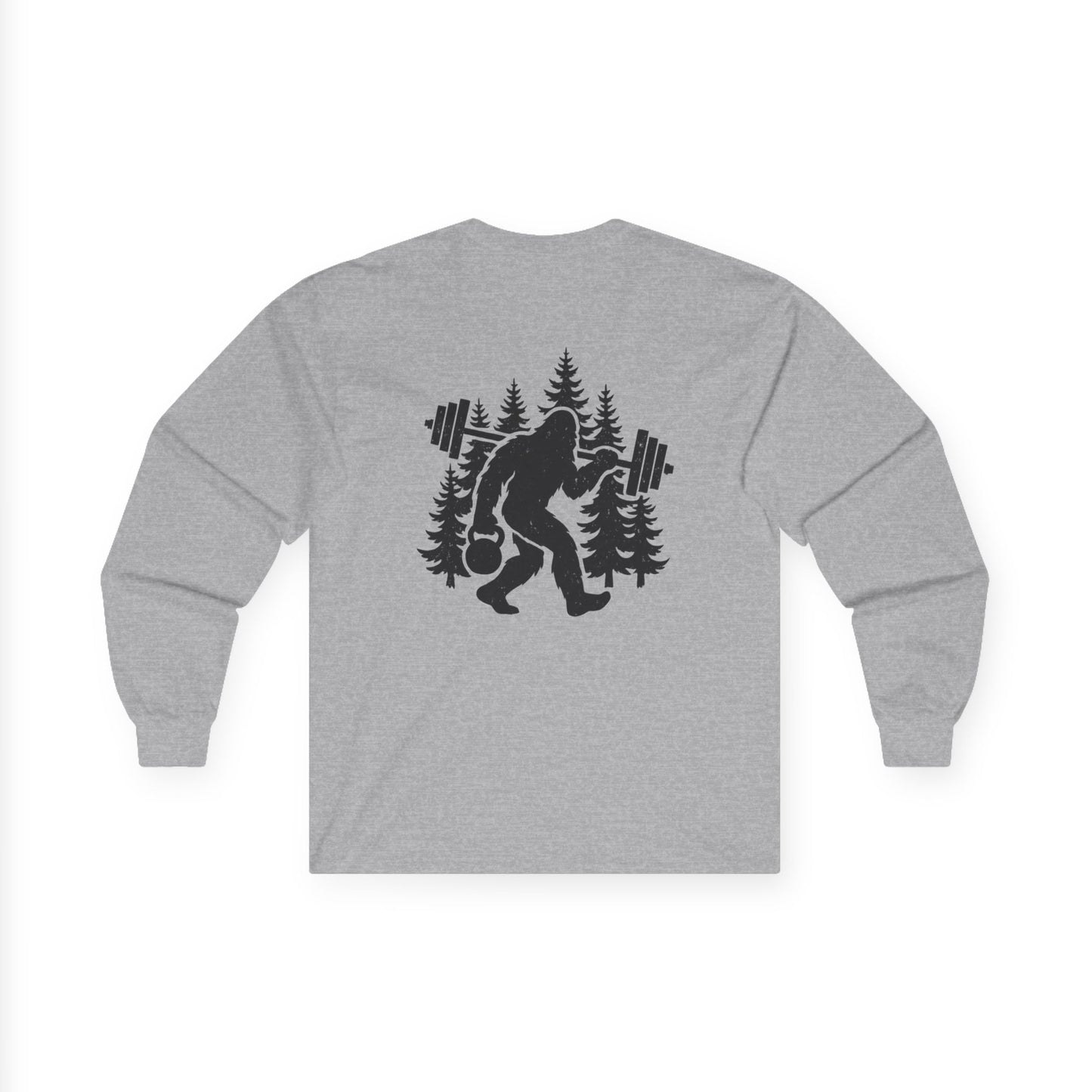 Bigfoot Gains Long Sleeve Tee (front logo + back design) – Discipline Club Shirt