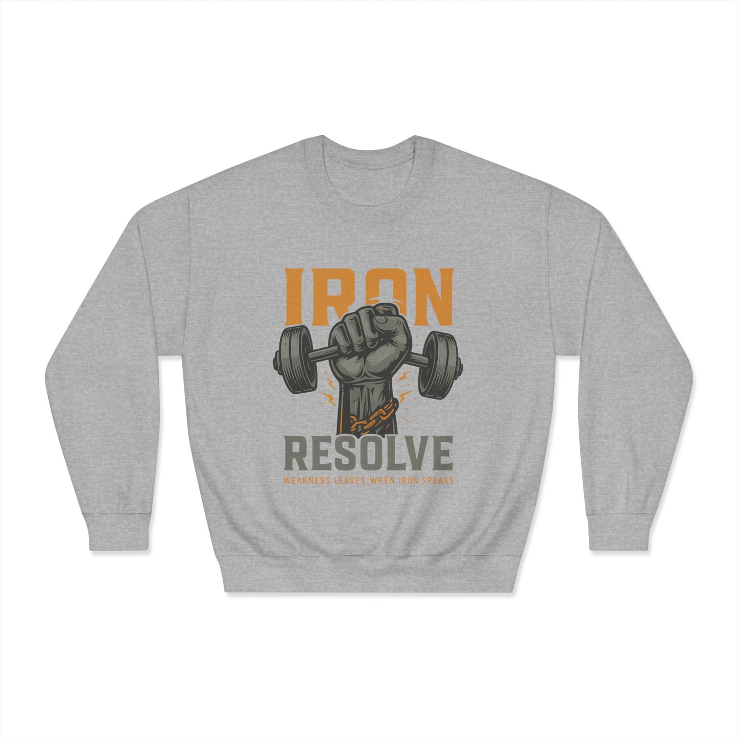 Iron Resolve DryBlend Crewneck Sweatshirt (front design) – Gym Apparel
