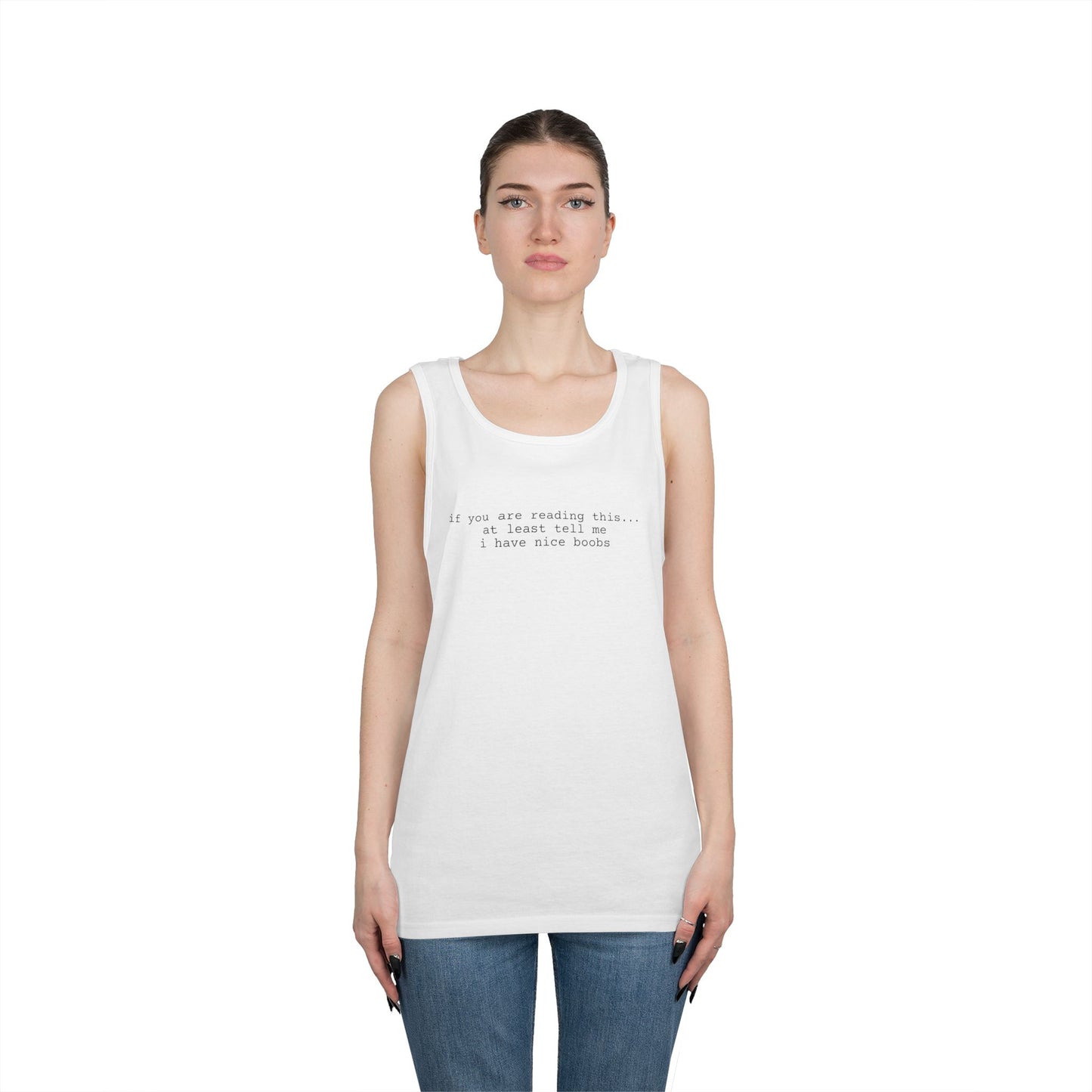 Nice Boobs Tank Top (front design) - Meme Apparel