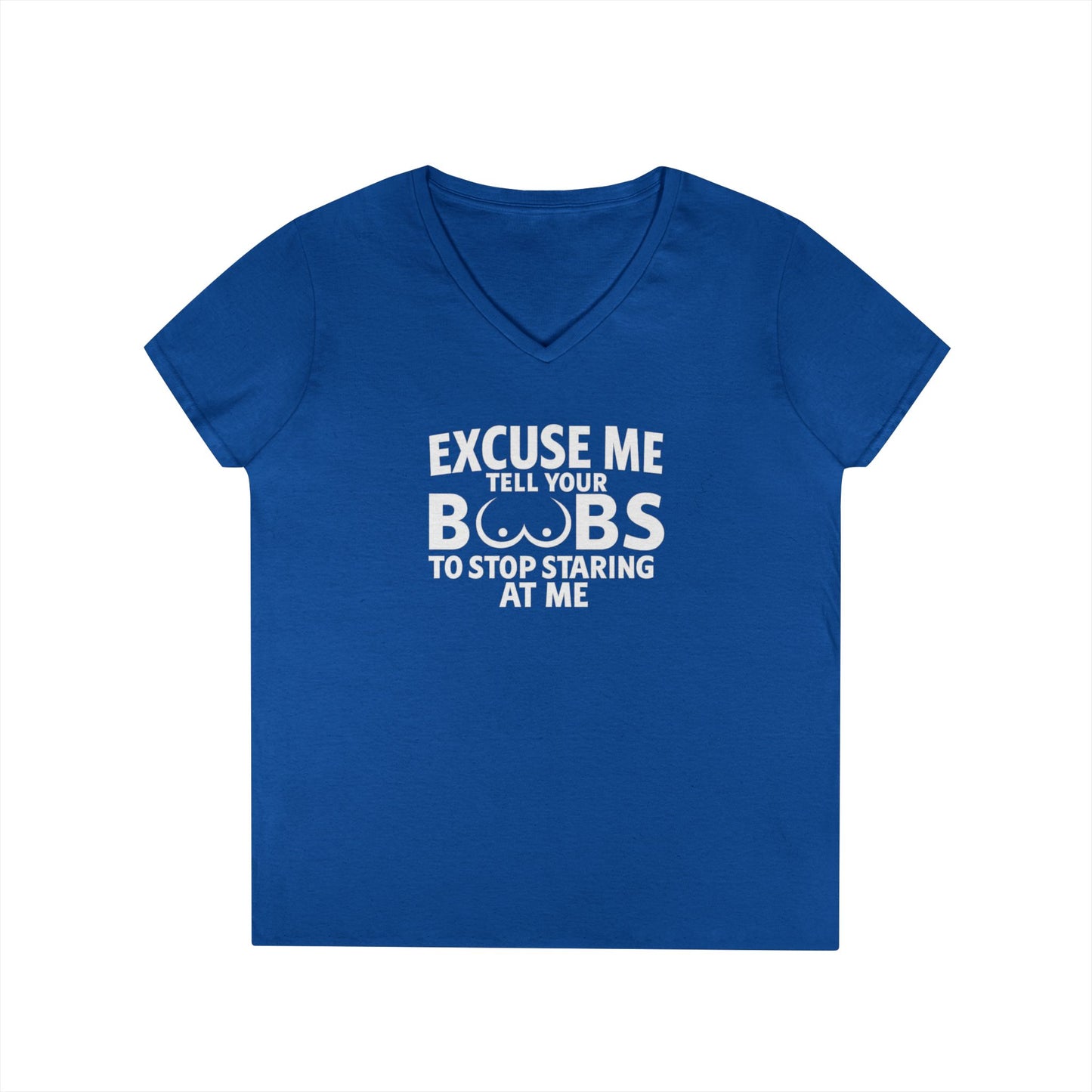 Tell Your Boobs V-Neck Tee (front design) – Meme Apparel