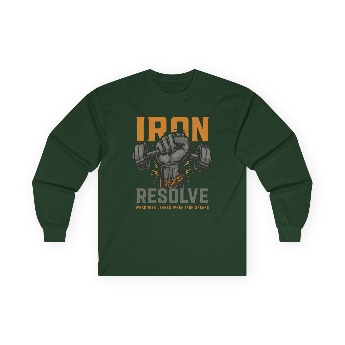 Iron Resolve Long Sleeve (front design) – Gym Apparel