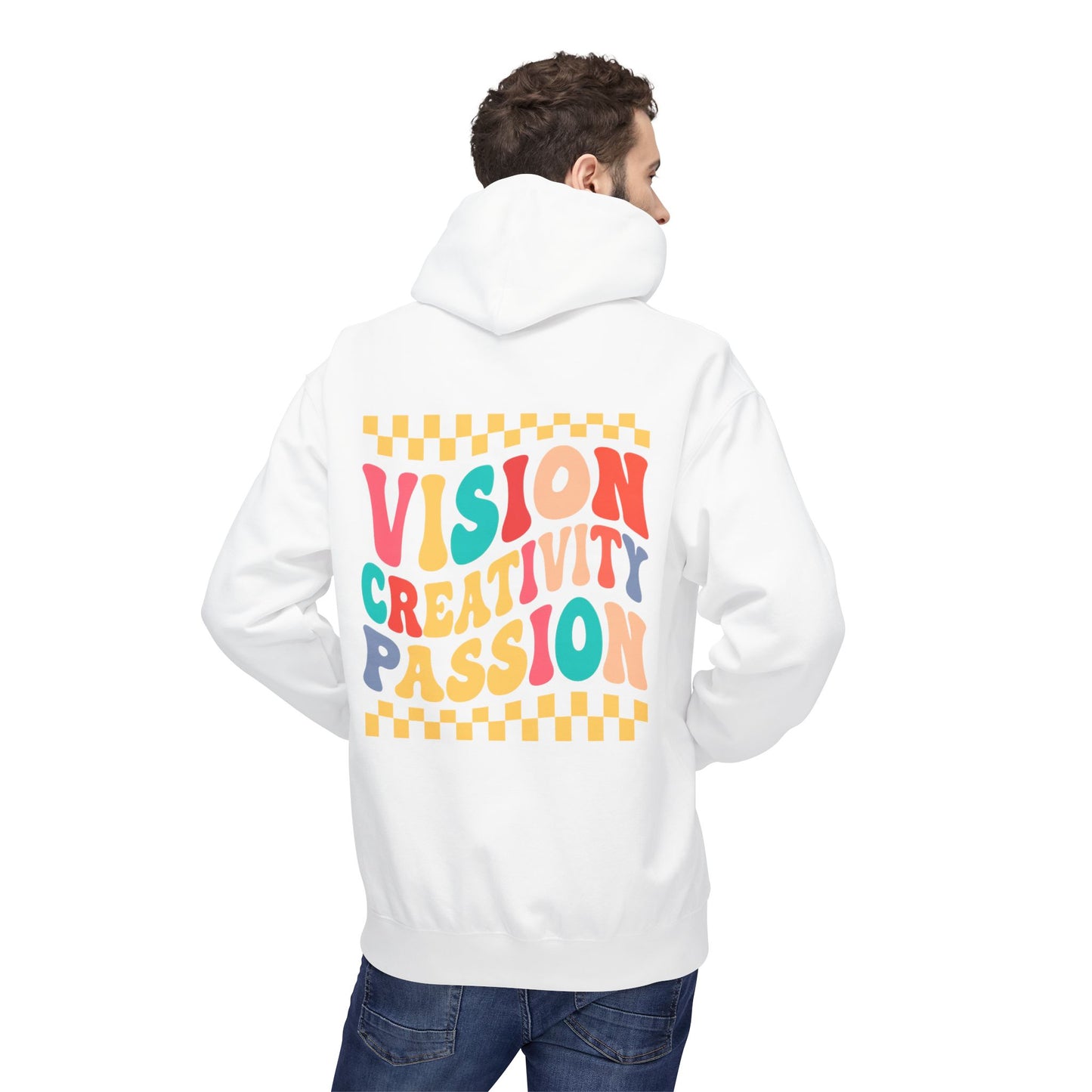 Vision Creativity Passion Midweight Softstyle Fleece Hoodie (front logo + back design) - Meme Apparel