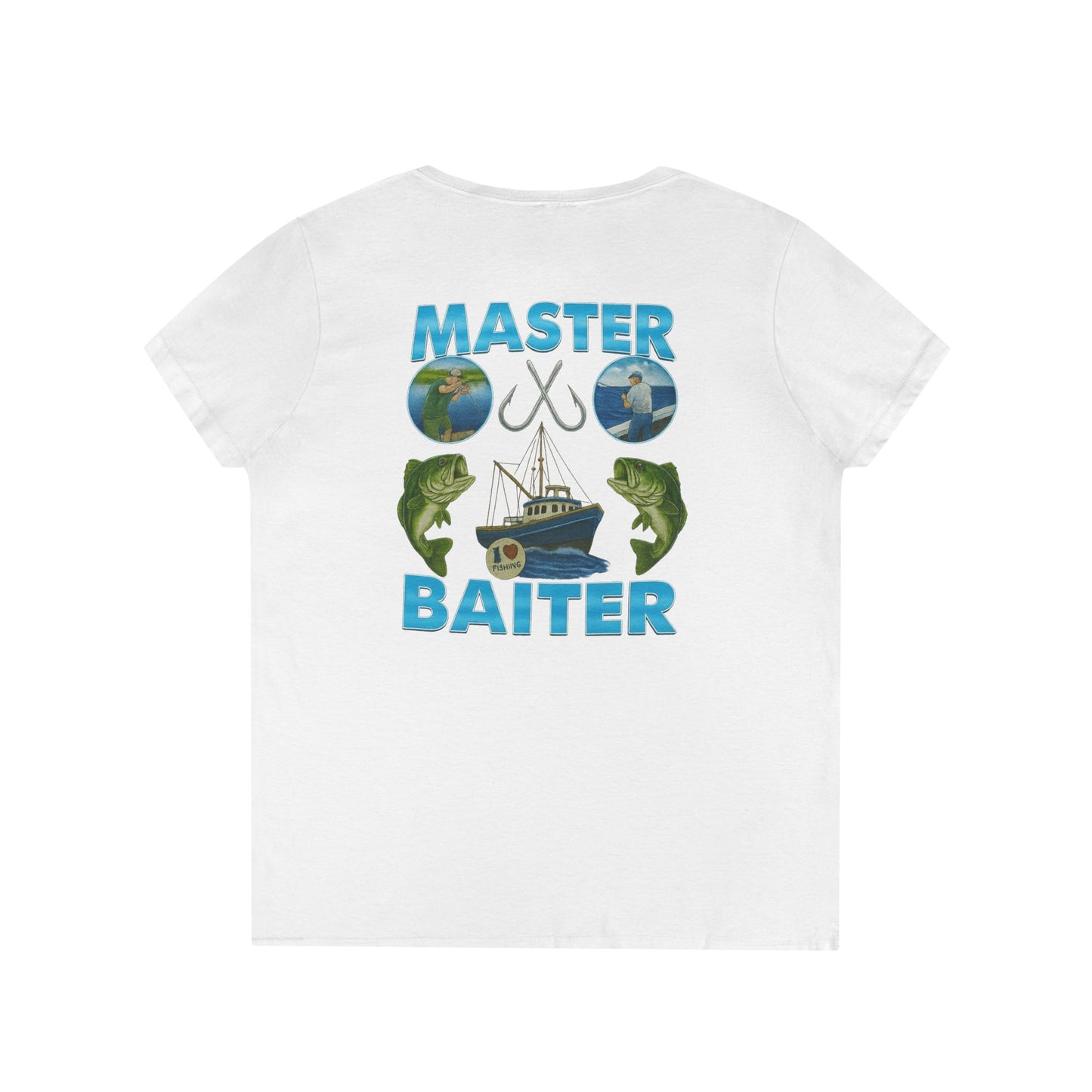 Master Baiter V-Neck Tee (front logo + back design) – Meme Apparel