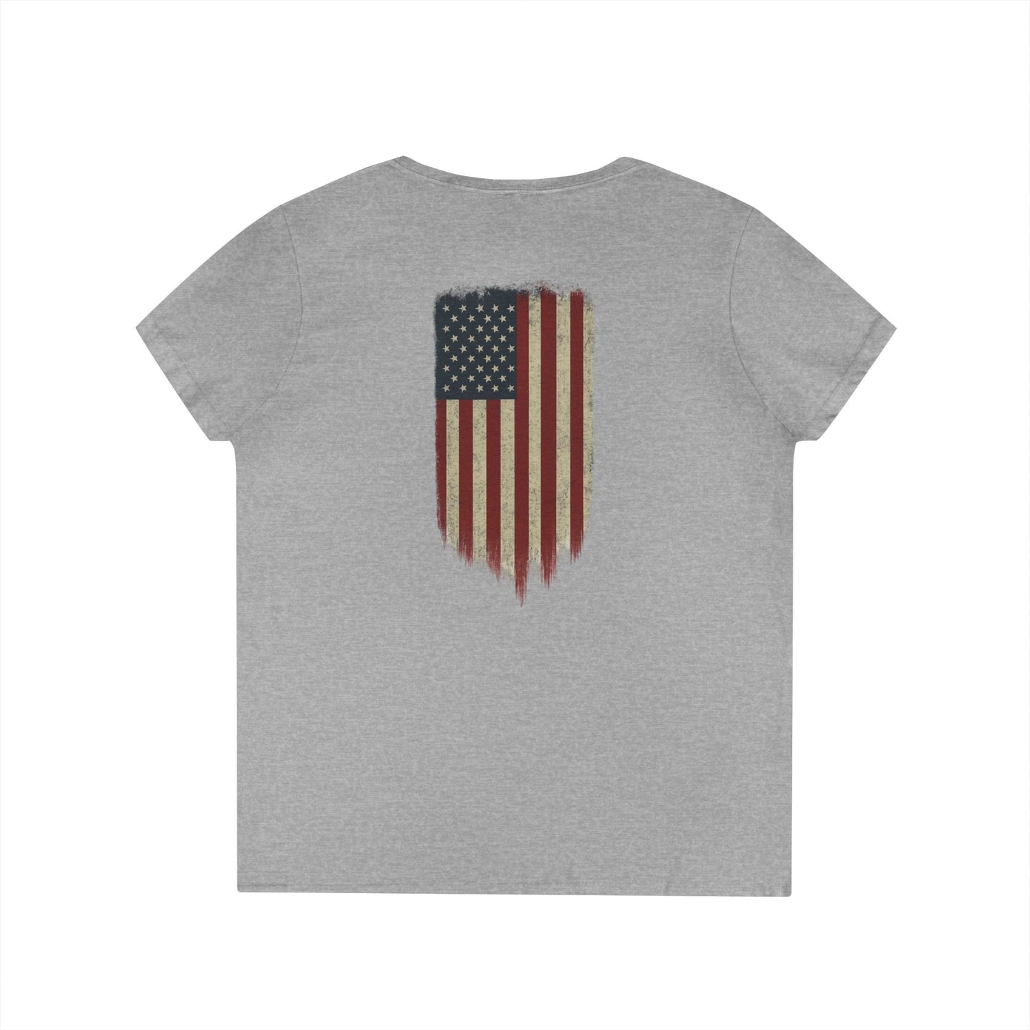 American Flag Tee (front logo + back design) – American Pride Ladies V-Neck