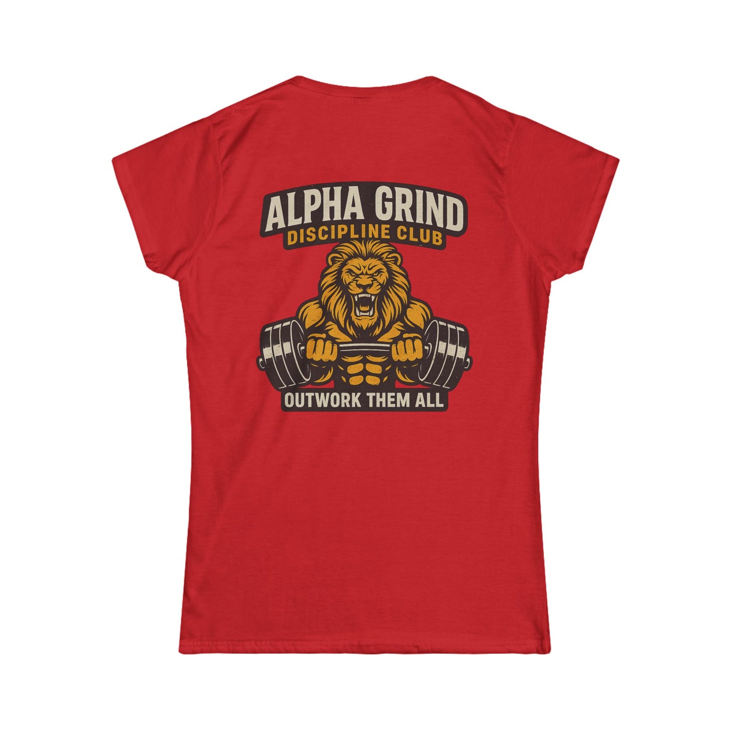 Alpha Grind Women’s Tee (front logo + back design) – Gym Apparel