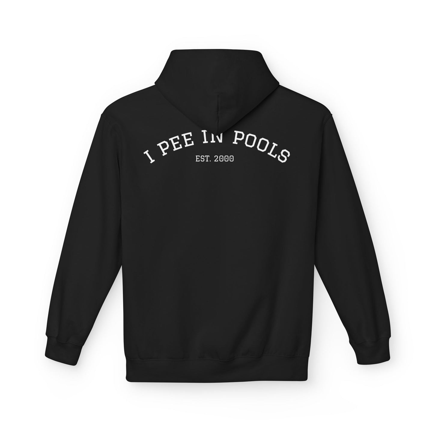 I Pee In Pools Midweight Softstyle Fleece Hoodie (front logo + back design) - Meme Apparel