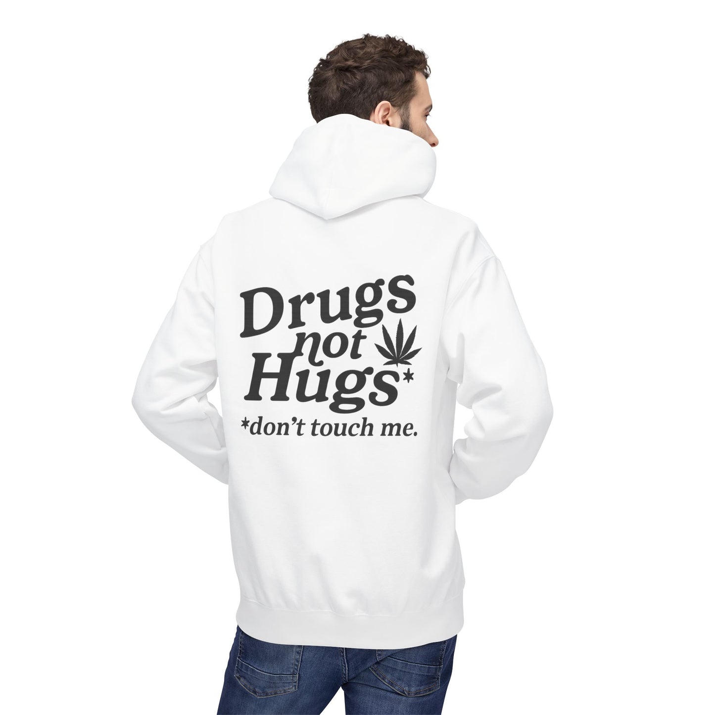 Drugs Not Hugs Midweight Softstyle Fleece Hoodie (front logo + back design) - Meme Apparel
