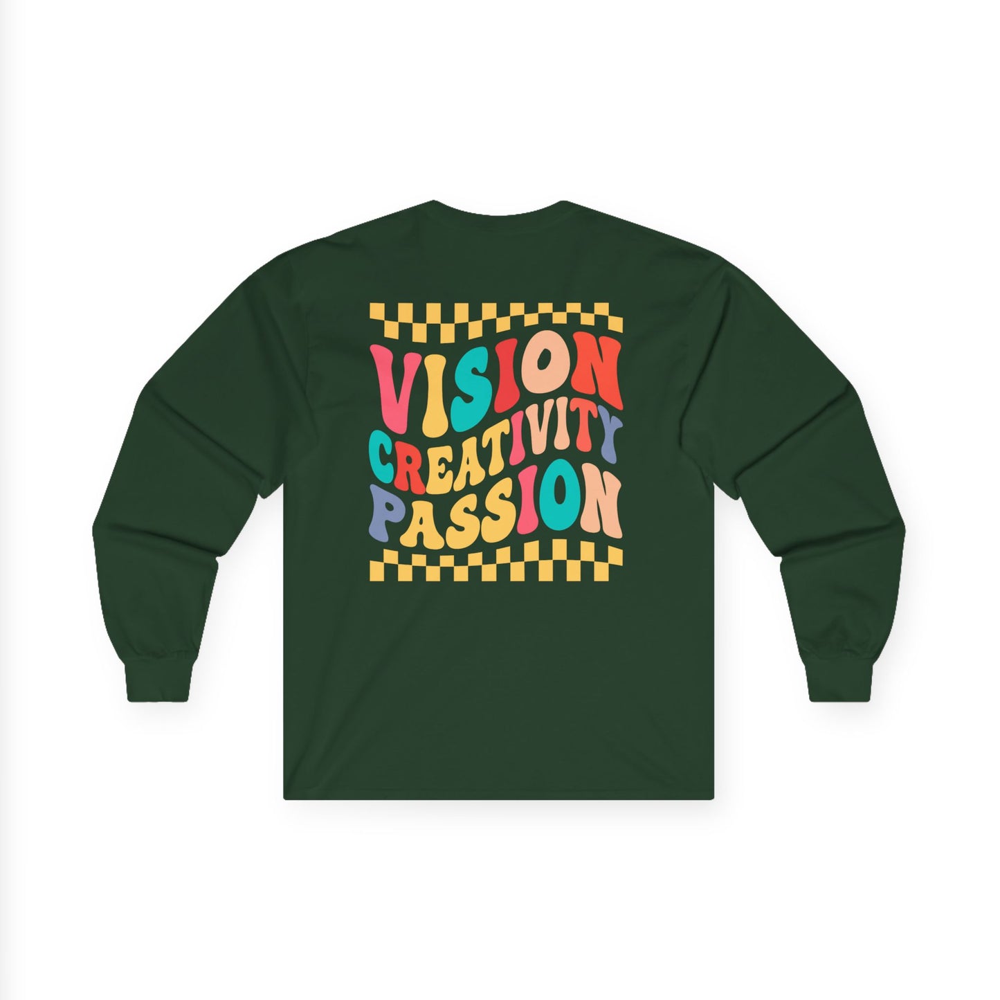 Vision Creativity Passion Long Sleeve Tee (front logo + back design) – Meme Culture Shirt