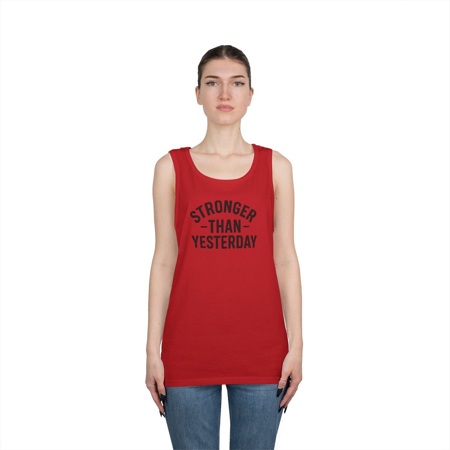 Stronger Than Yesterday Tank Top (front design) – Discipline Club Shirt
