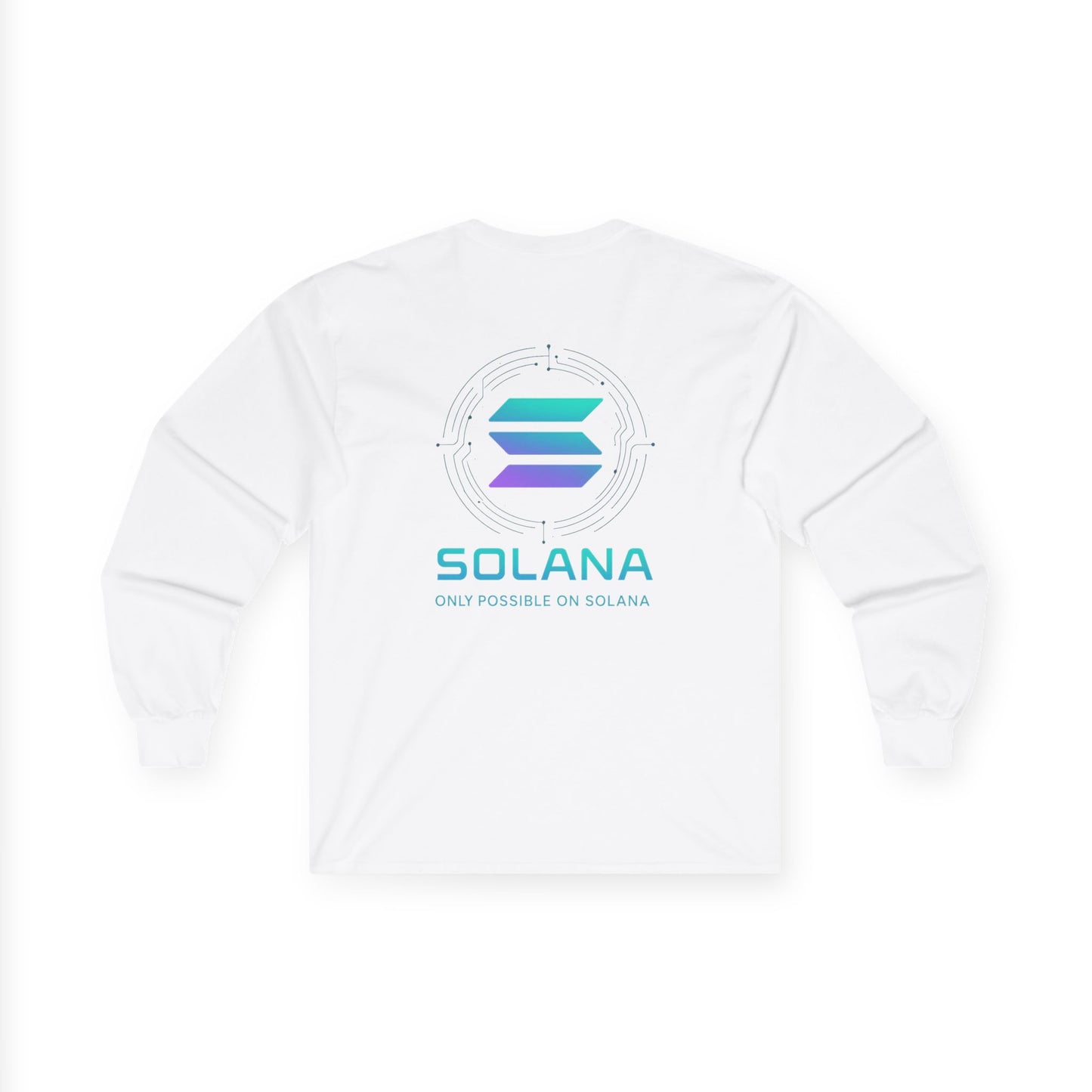 Only Possible on Solana Long Sleeve Tee (front logo + back design) – Crypto Vault Shirt