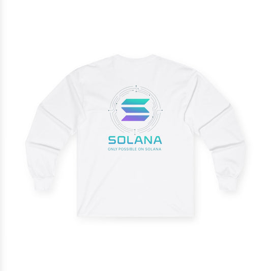 Only Possible on Solana Long Sleeve Tee (front logo + back design) – Crypto Vault Shirt
