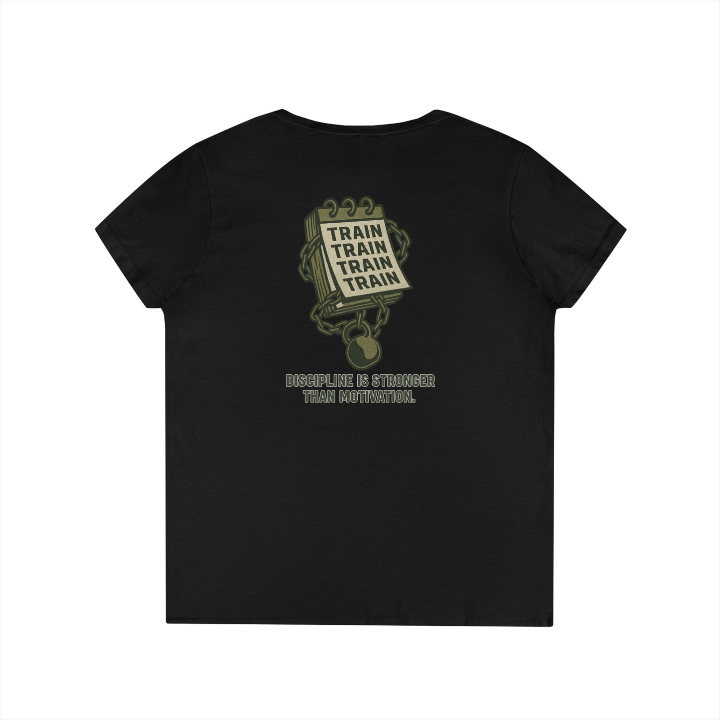 Train, Train, Train V-Neck T-Shirt (front logo + back design) – Gym Apparel