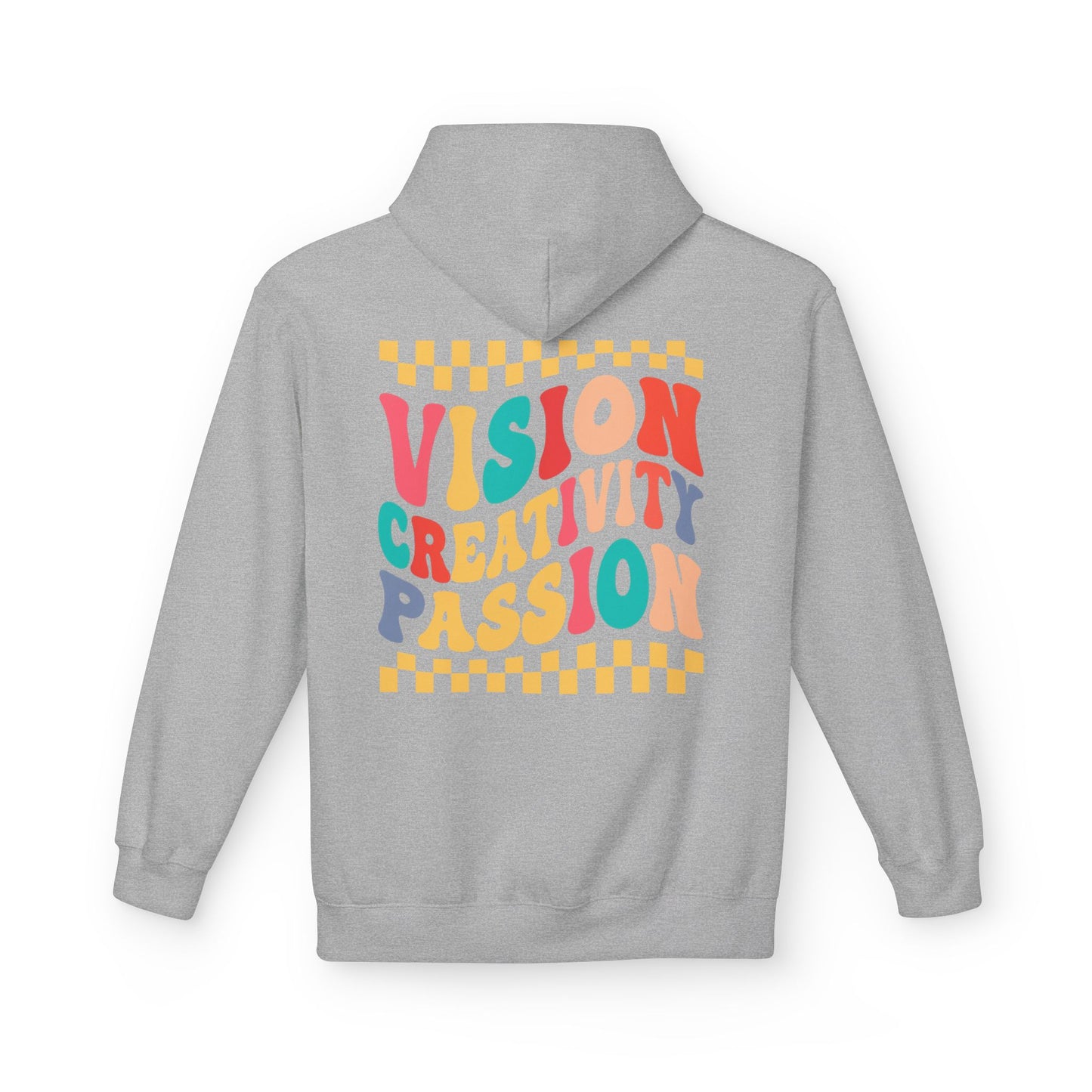 Vision Creativity Passion Midweight Softstyle Fleece Hoodie (front logo + back design) - Meme Apparel