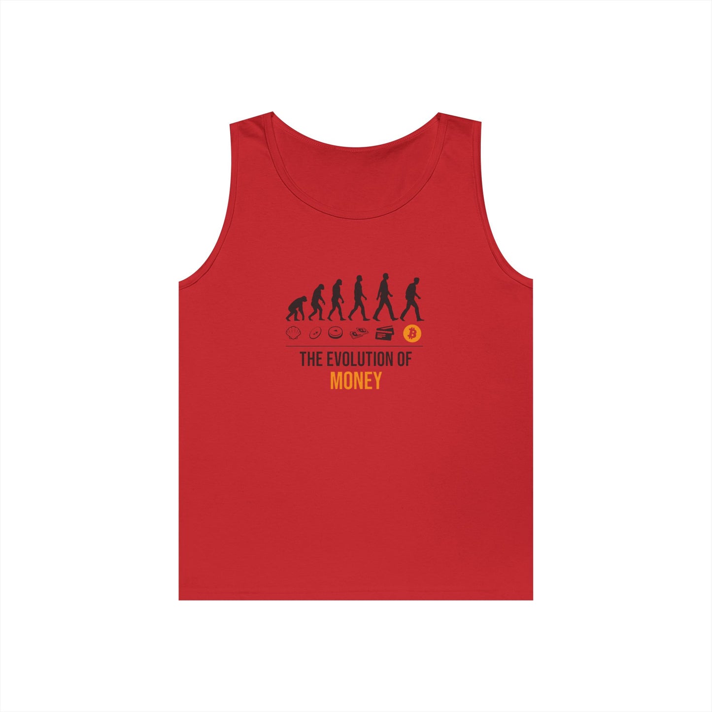 The Evolution of Money Tank Top (front design) – Crypto Vault Shirt