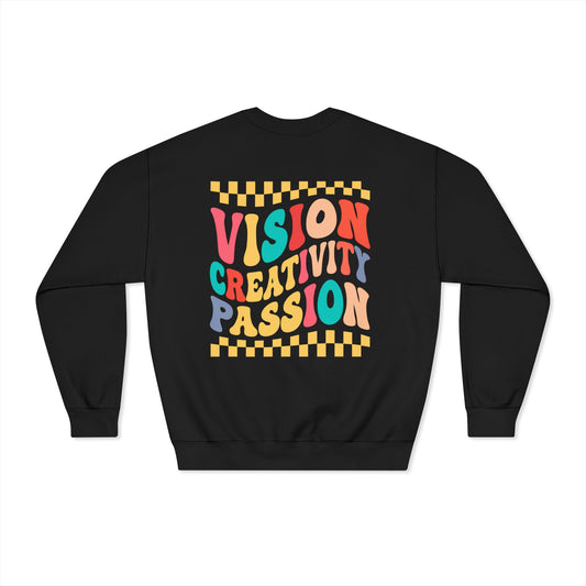 Vision Creativity Passion Crewneck Sweatshirt (front logo + back design) – Meme Culture Pullover