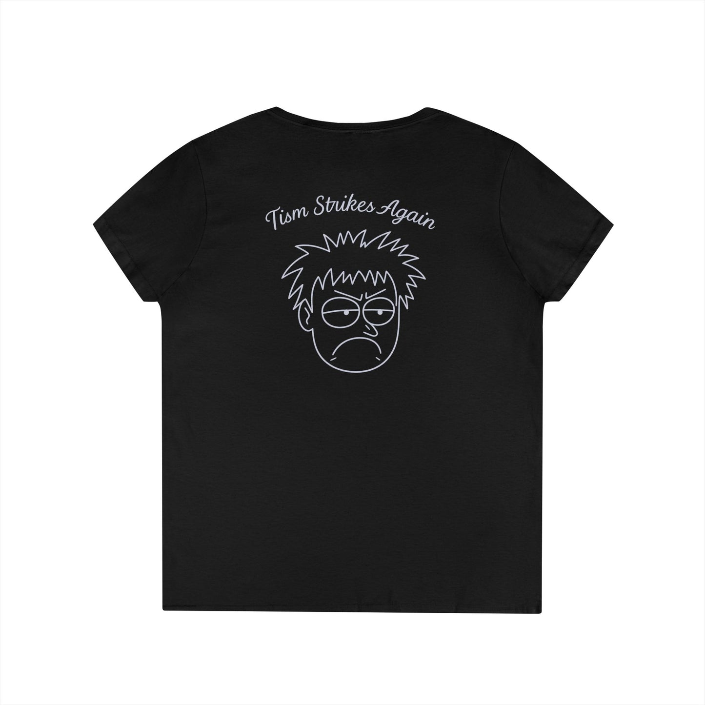 Tism Strikes Again V-Neck Tee (front logo + back design) – Meme Apparel