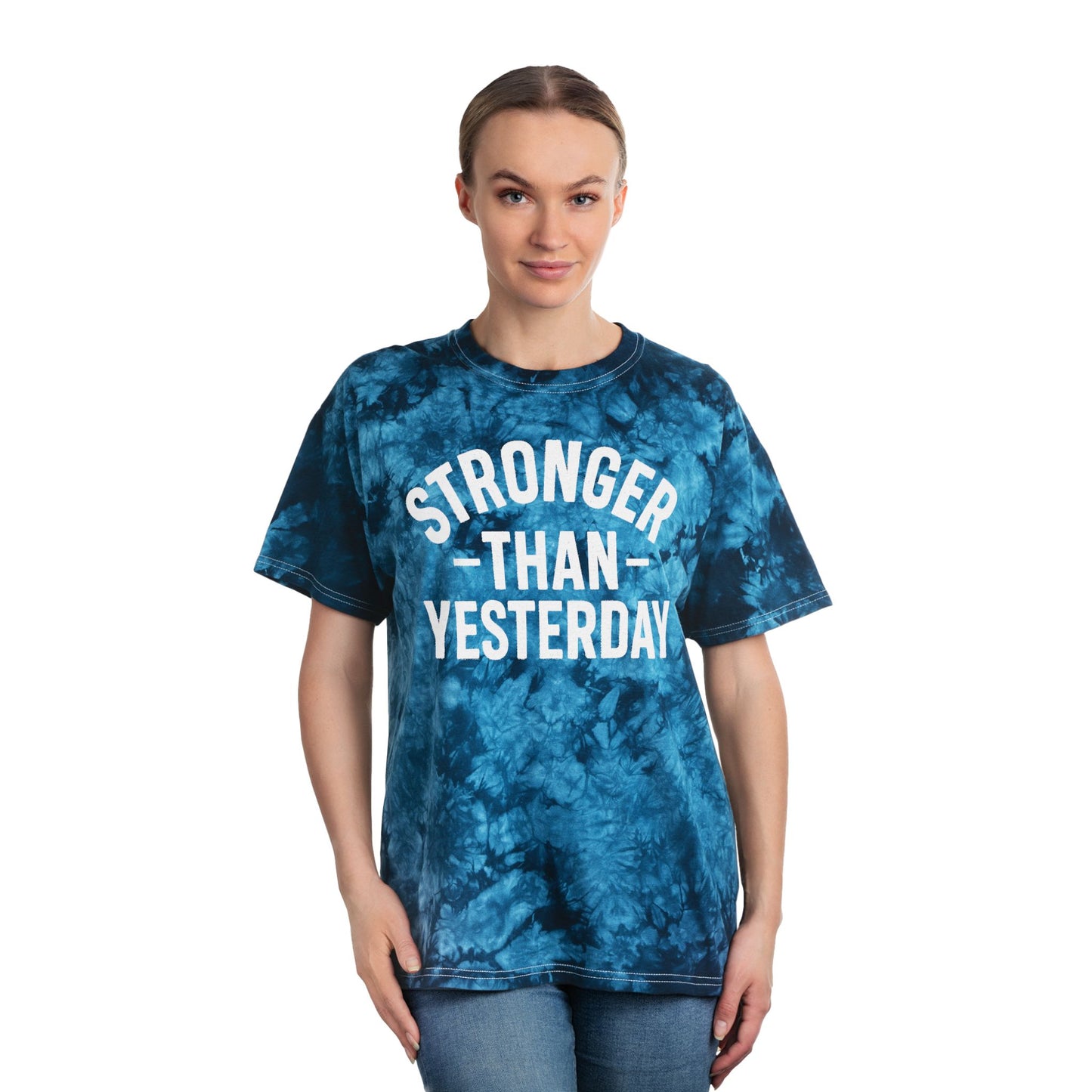 Stronger Than Yesterday Tie-Dye Tee (front design) – Discipline Club Shirt