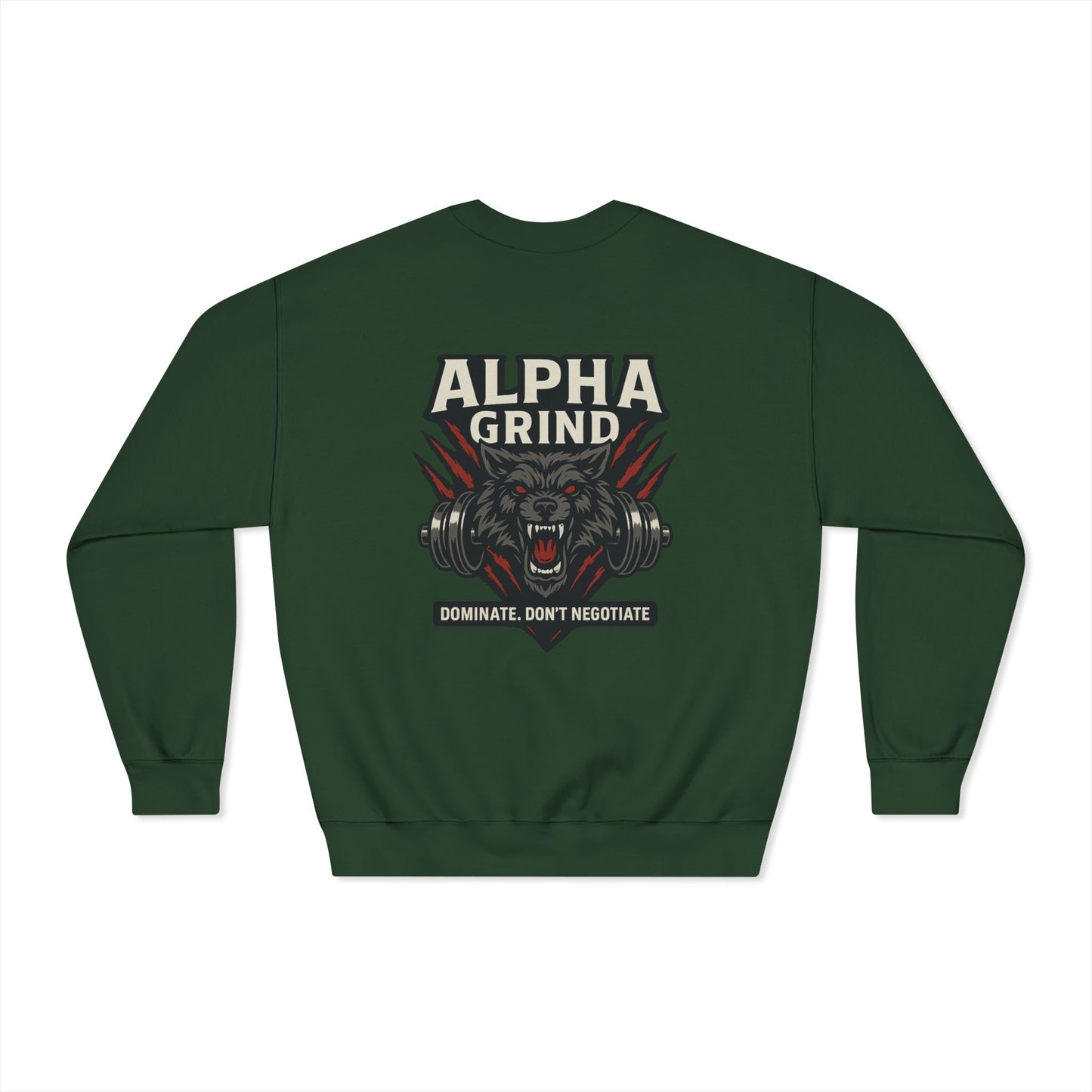 Dominate DryBlend Crewneck Sweatshirt (front logo + back design) – Gym Apparel