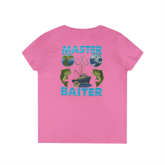 Master Baiter V-Neck Tee (front logo + back design) – Meme Apparel