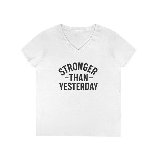 Stronger Than Yesterday Tee (front design) – Discipline Club Ladies V-Neck