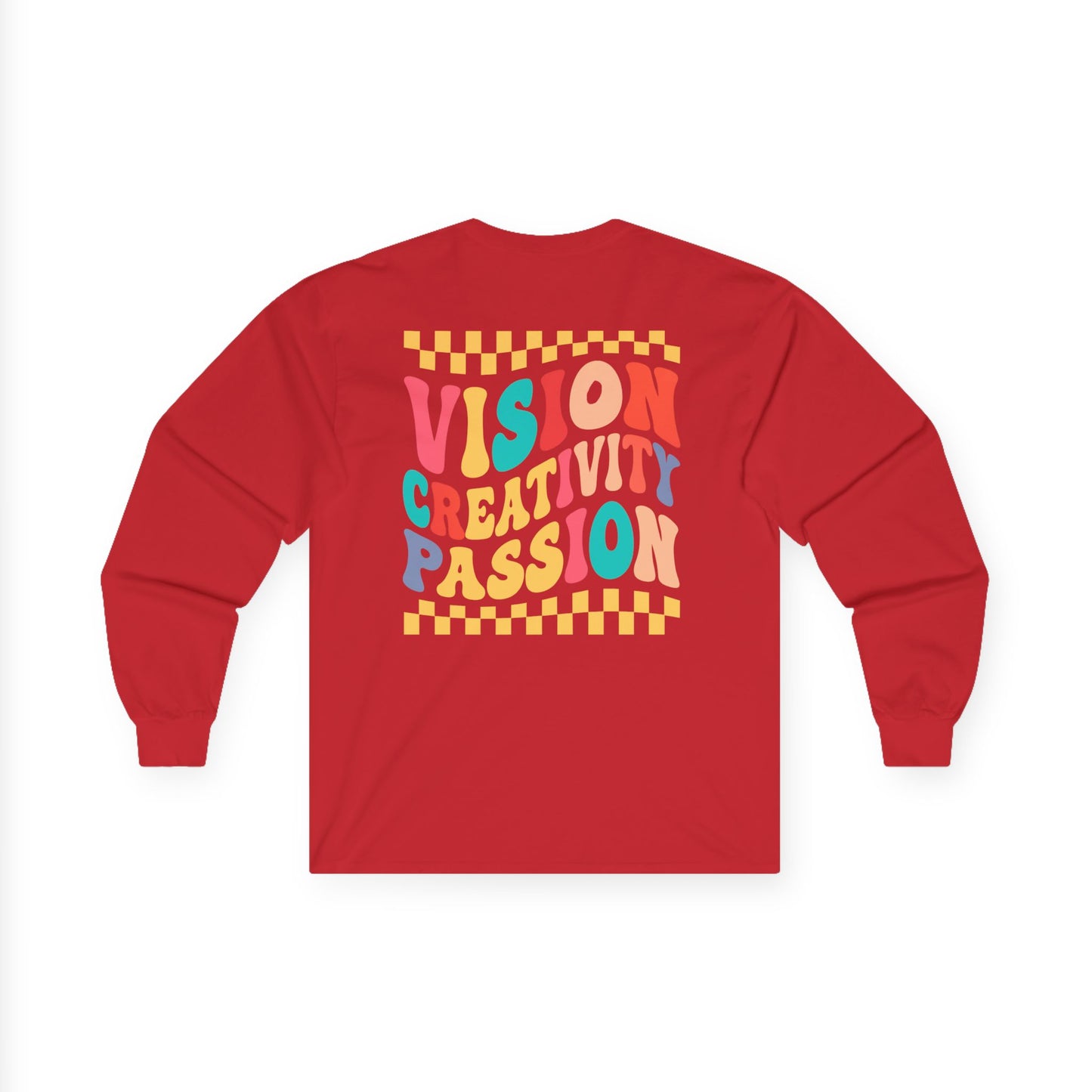 Vision Creativity Passion Long Sleeve Tee (front logo + back design) – Meme Culture Shirt