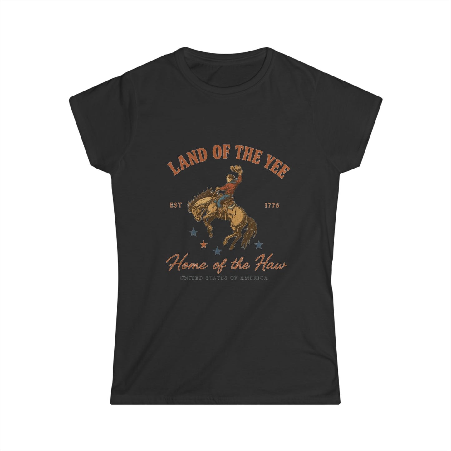 Land of the Yee, Home of the Haw Womens Tee (front design) – American Pride Shirt