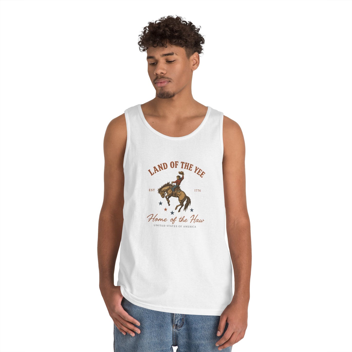 Land of the Yee, Home of the Haw Tank Top (front design) – American Pride Shirt