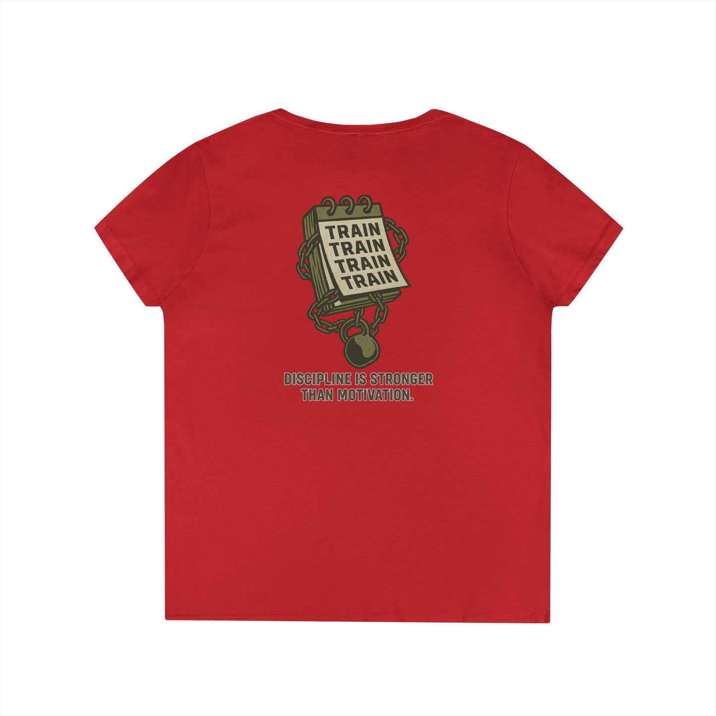 Train, Train, Train V-Neck T-Shirt (front logo + back design) – Gym Apparel