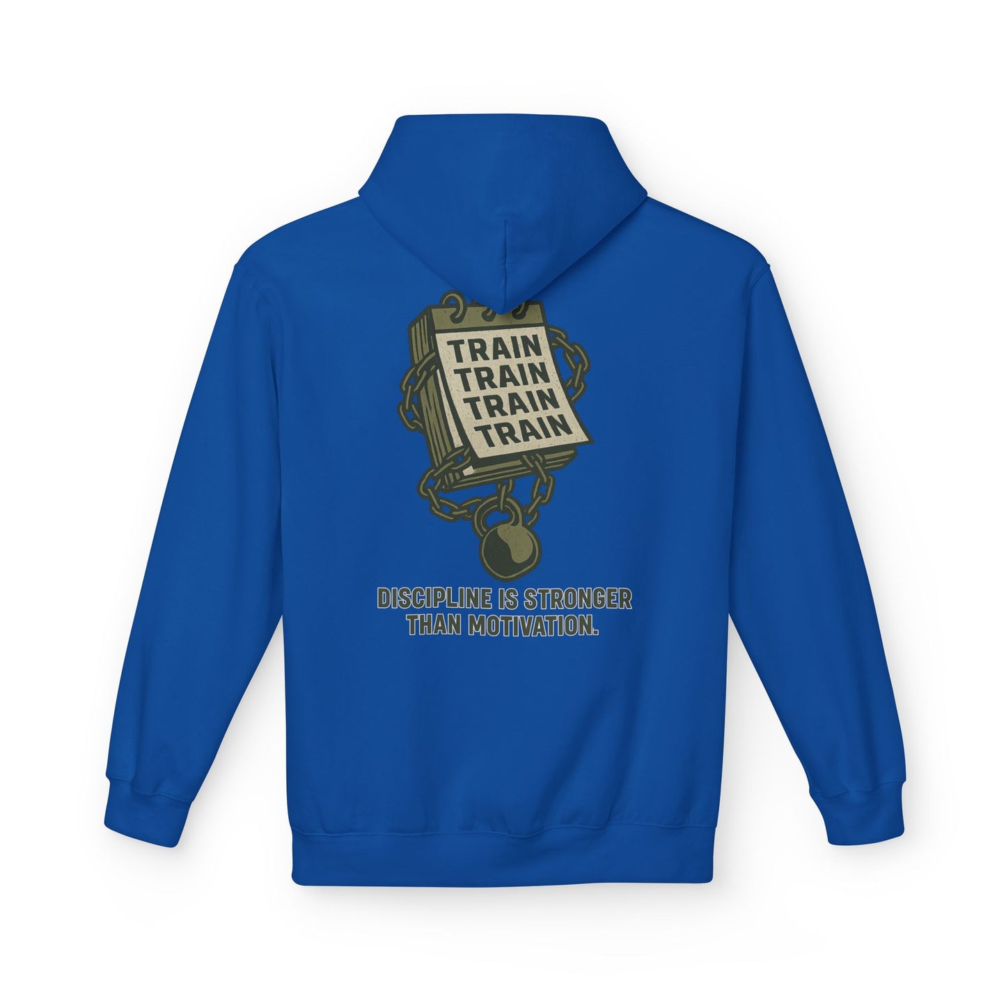 Train, Train, Train Midweight Softstyle Fleece Hoodie (front logo + back design) – Gym Apparel