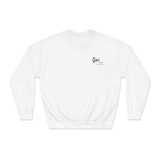 Ass Over Titties Dryblend Crewneck Sweatshirt (front design) - Meme Apparel