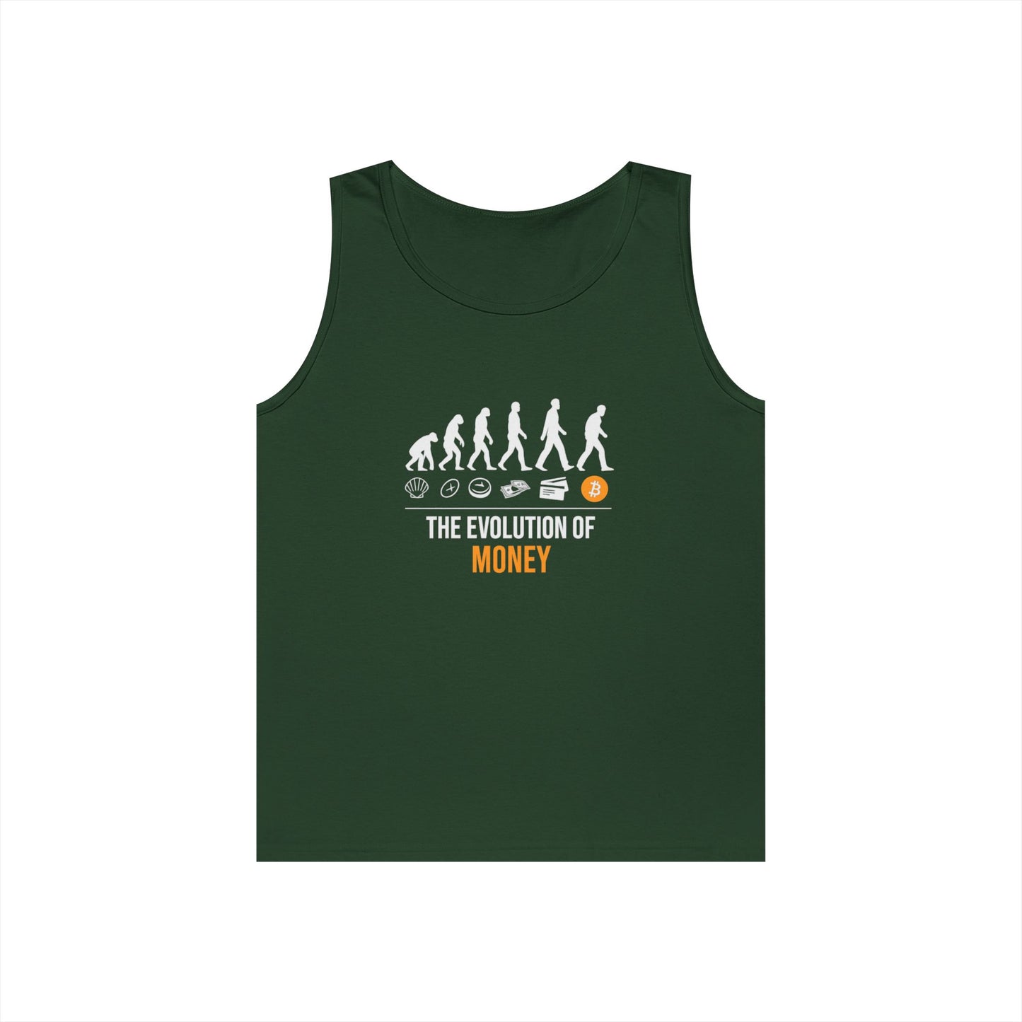 The Evolution of Money Tank Top (front design) – Crypto Vault Shirt