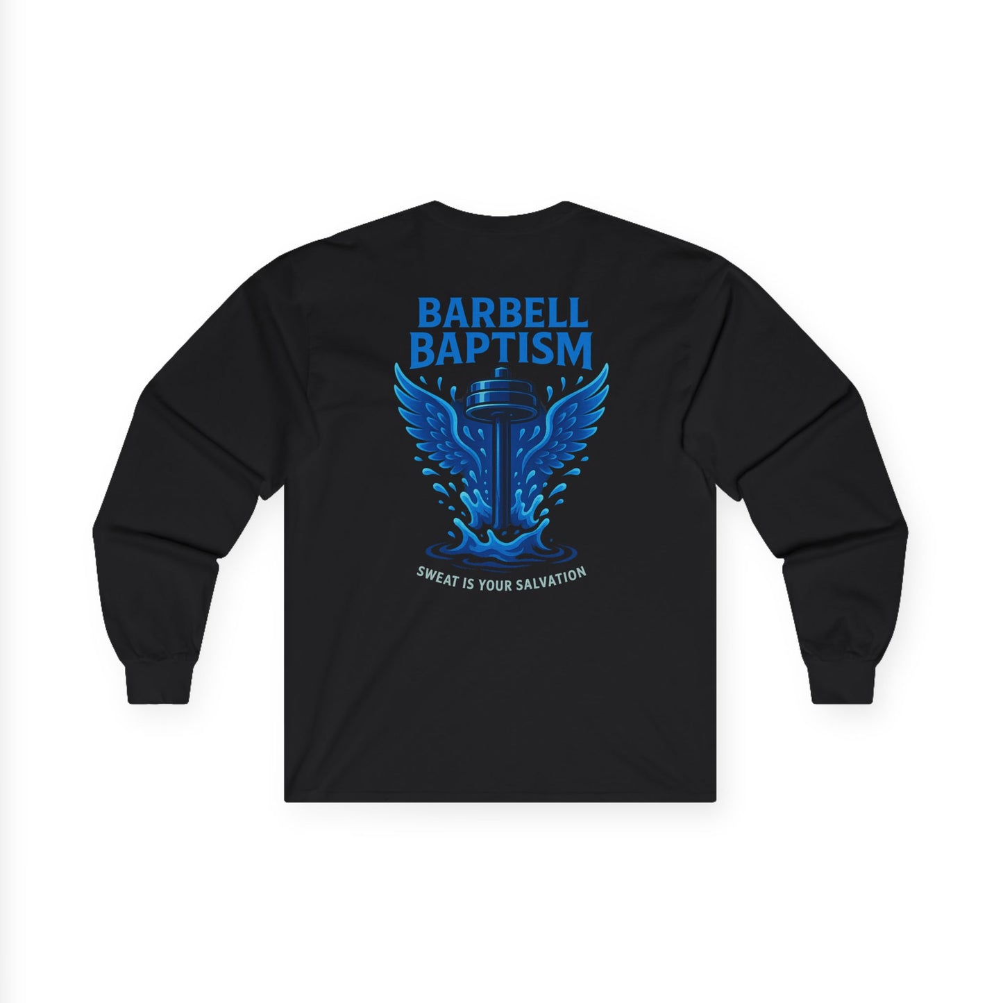 Barbell Baptism Long Sleeve (front logo + back design) – Gym Apparel