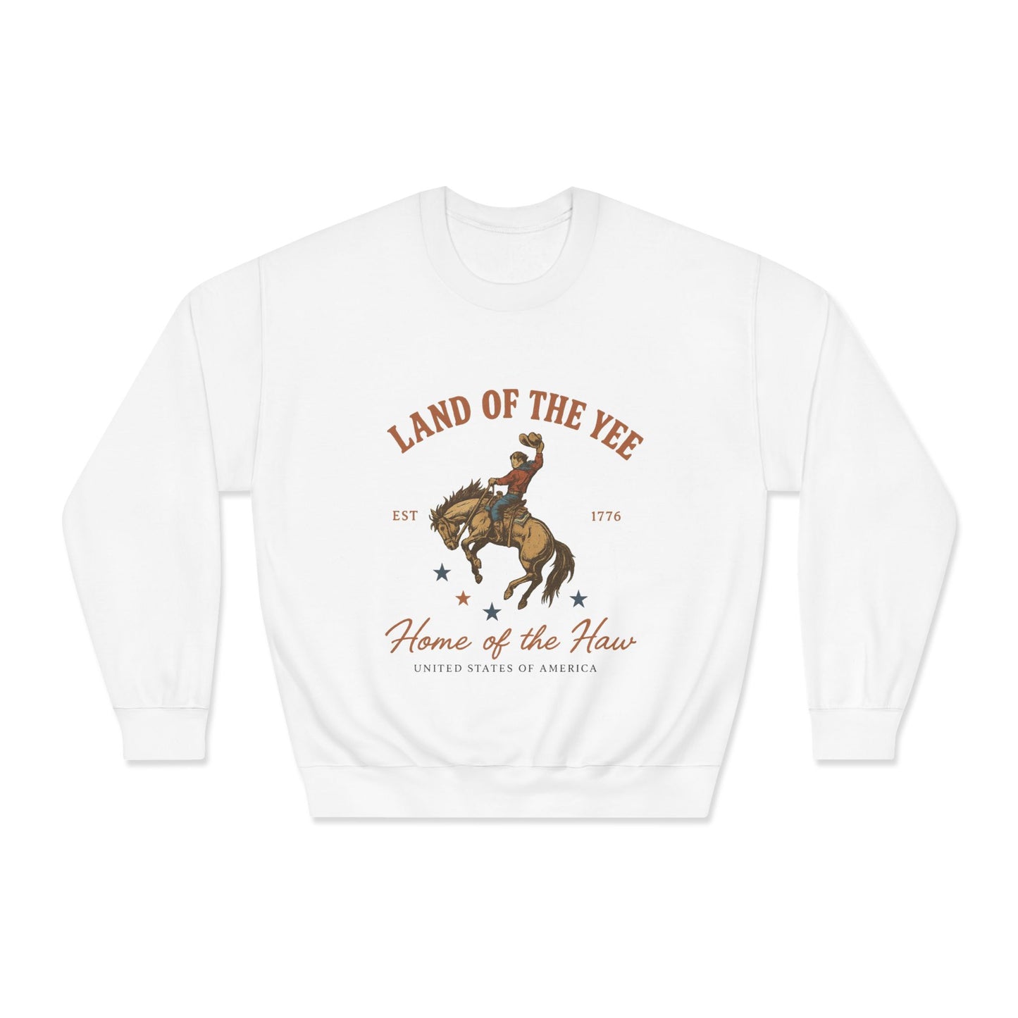 Land of the Yee, Home of the Haw Crewneck Sweatshirt (front design) – American Pride Pullover