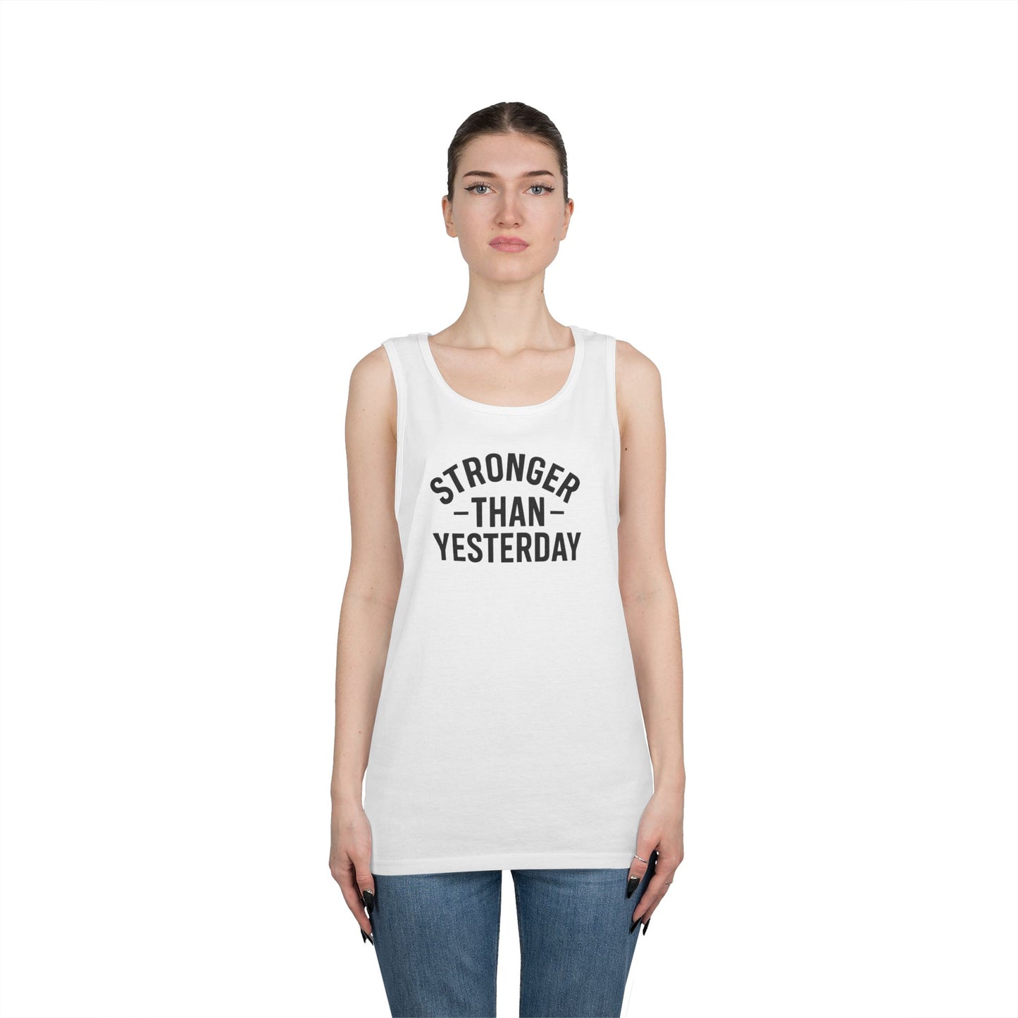 Stronger Than Yesterday Tank Top (front design) – Discipline Club Shirt