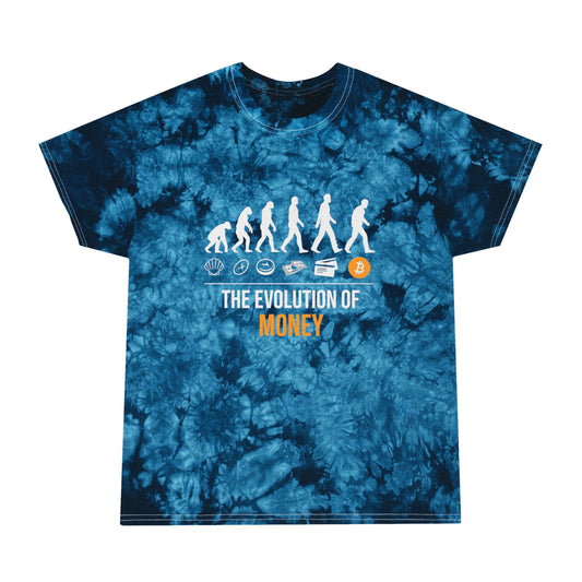 The Evolution of Money Tie-Dye Tee (front design) – Crypto Vault Shirt