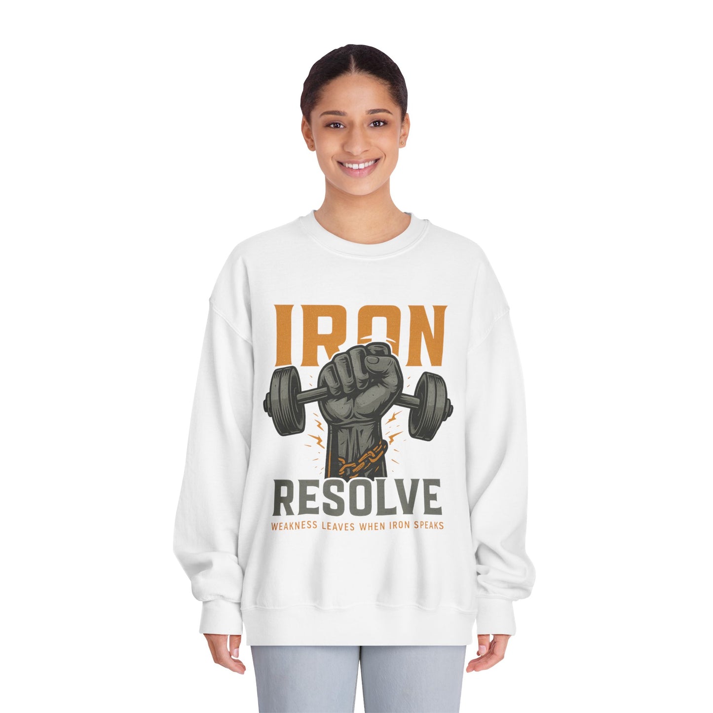 Iron Resolve DryBlend Crewneck Sweatshirt (front design) – Gym Apparel