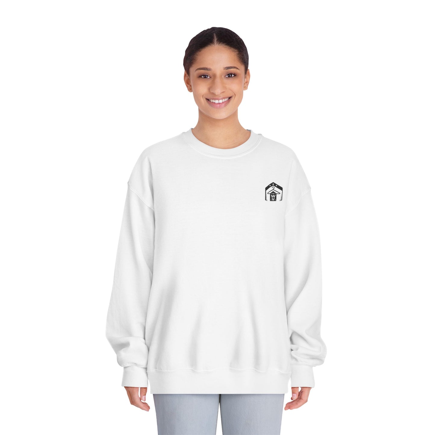 American Flag Crewneck Sweatshirt (front logo + back design) – American Pride Pullover