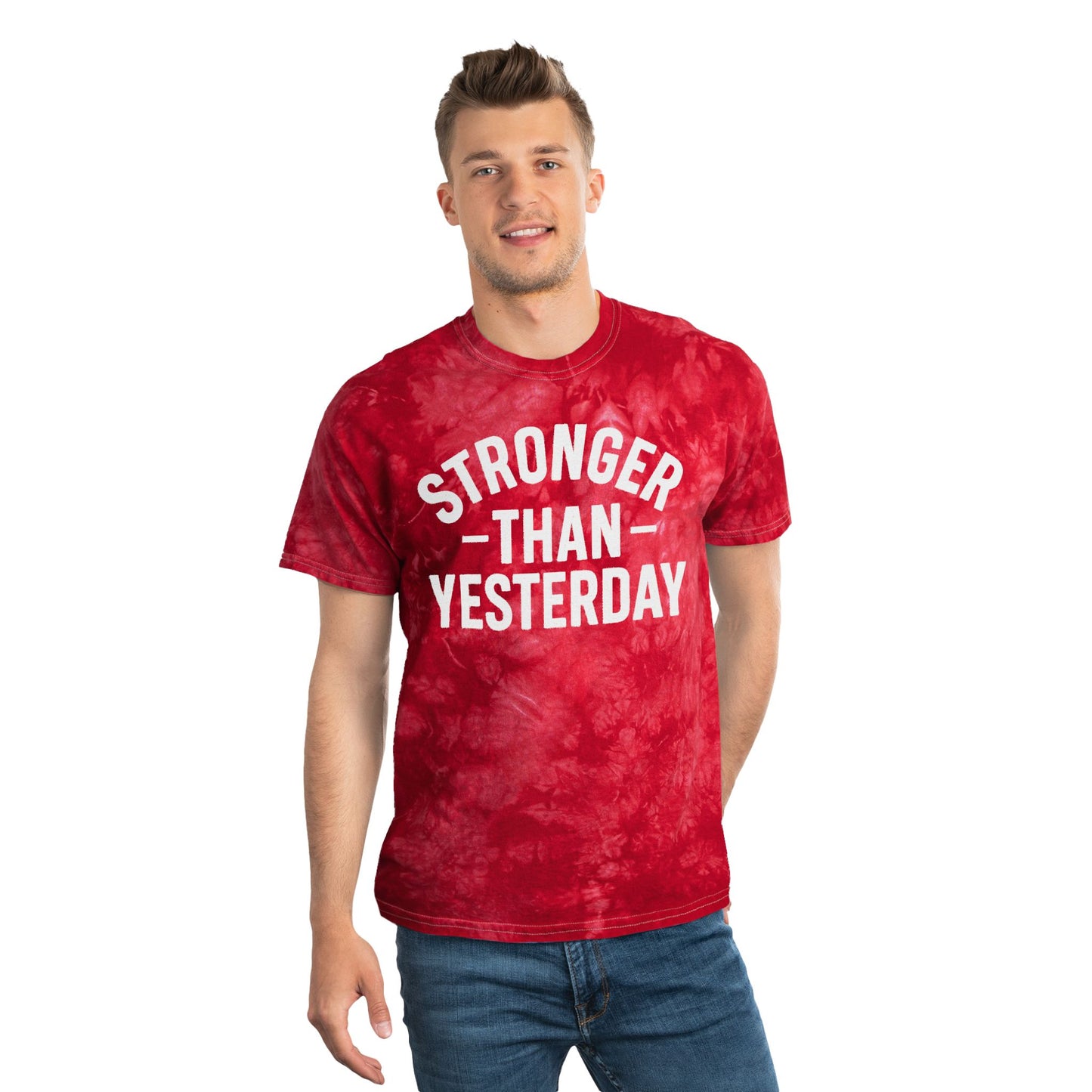 Stronger Than Yesterday Tie-Dye Tee (front design) – Discipline Club Shirt