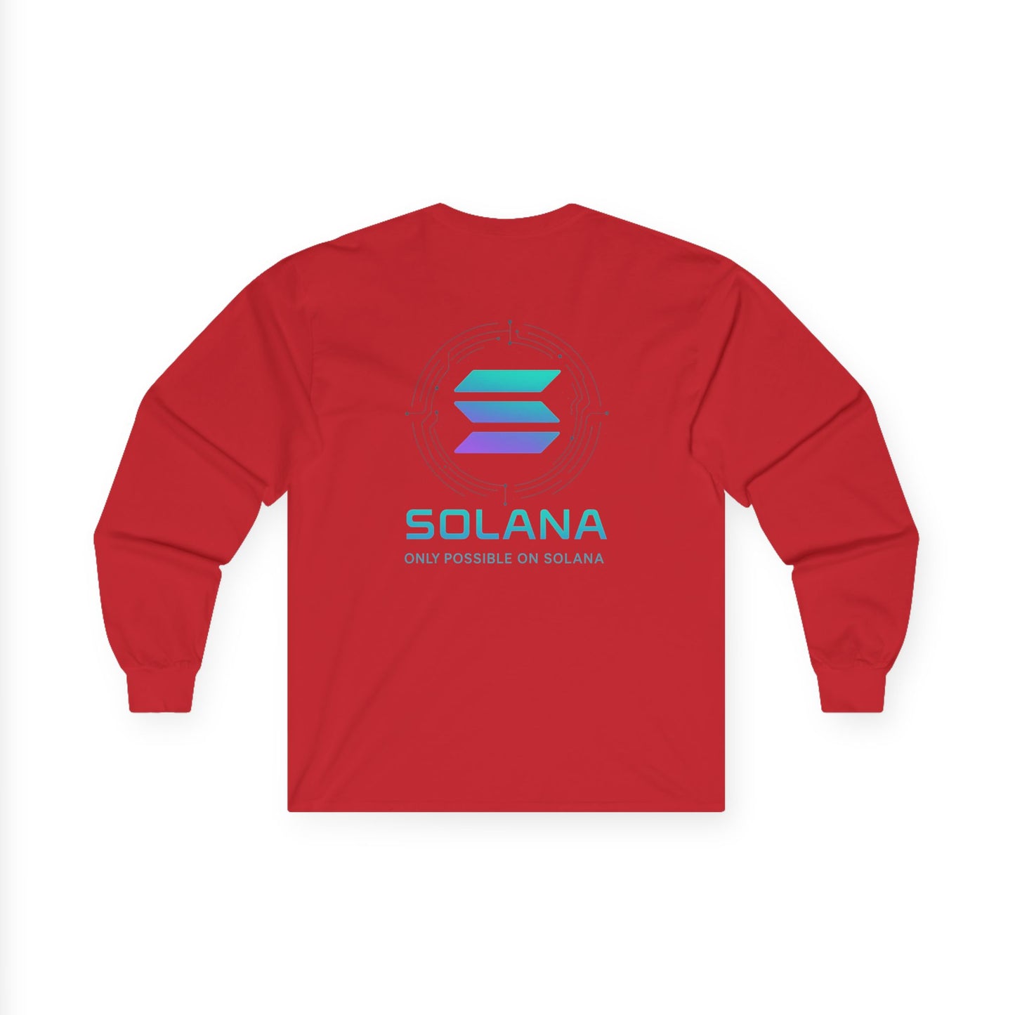 Only Possible on Solana Long Sleeve Tee (front logo + back design) – Crypto Vault Shirt