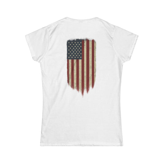 American Flag Tee (front logo + back design) – American Pride Women’s T-Shirt