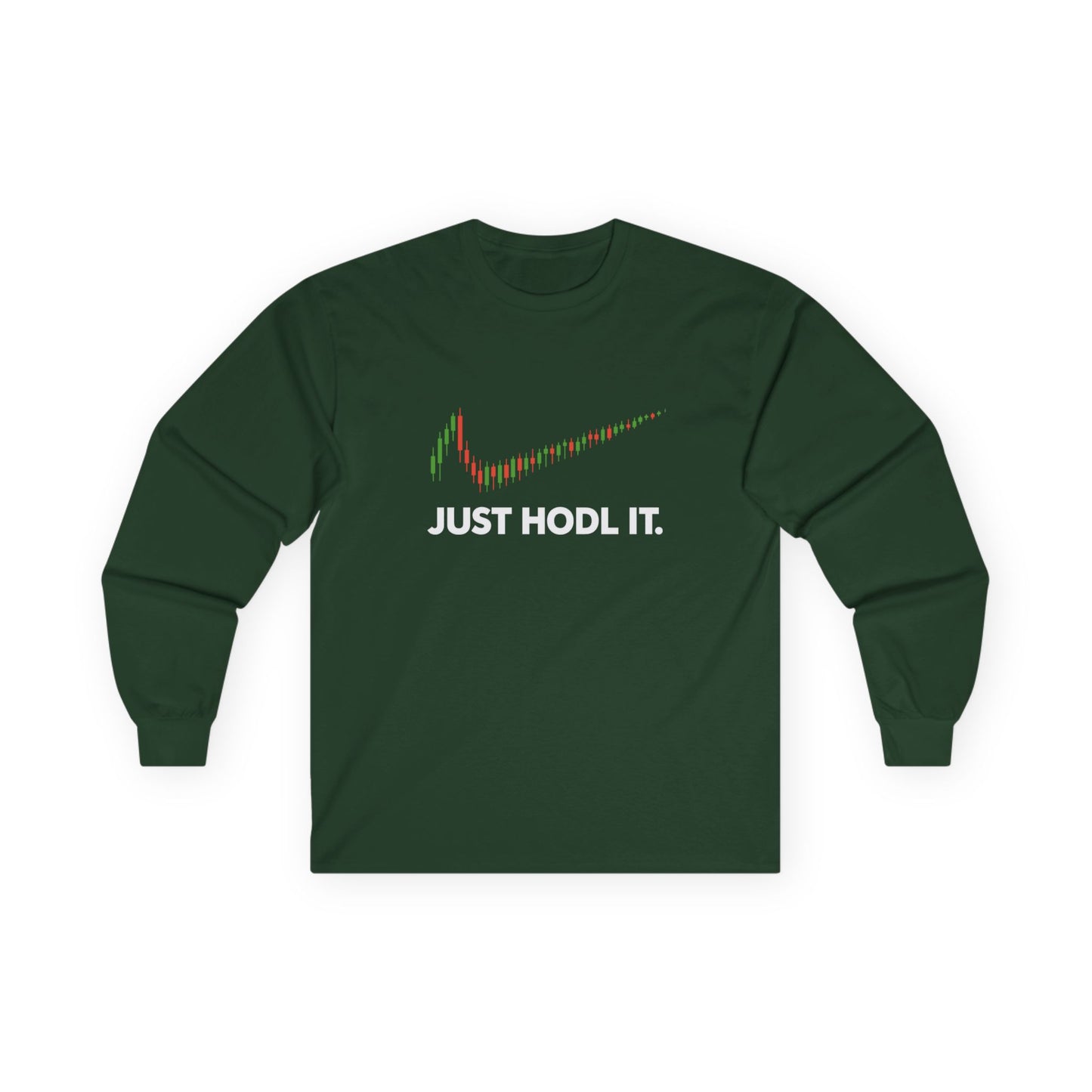 Just HODL It Long Sleeve Tee (front design) – Crypto Vault Shirt