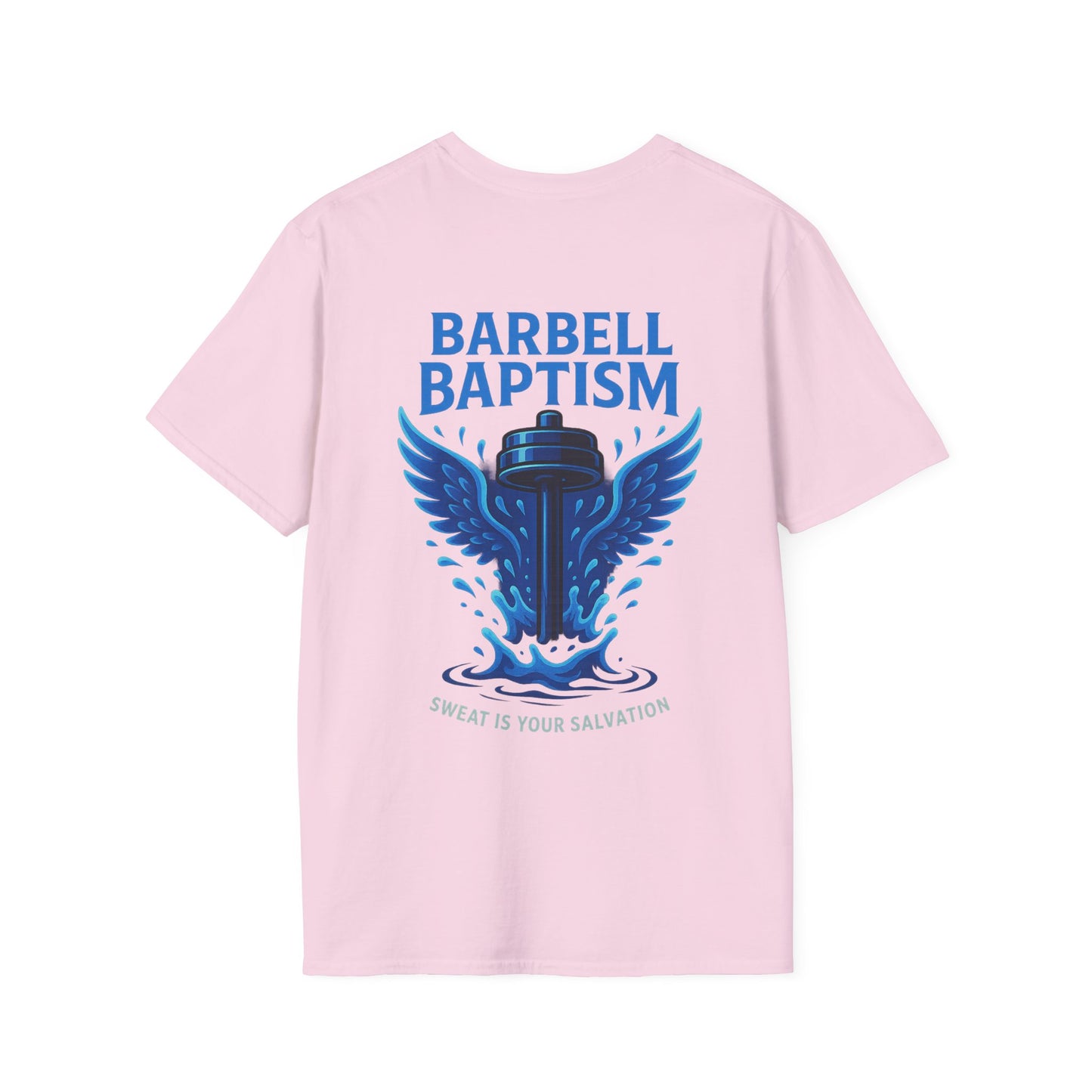 Barbell Baptism T-Shirt (front logo + back design) – Gym Apparel
