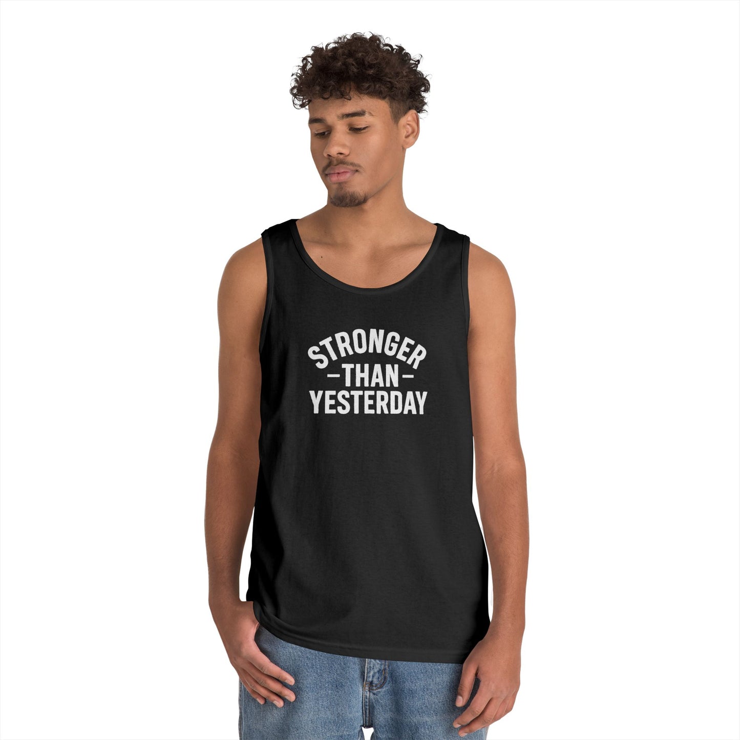 Stronger Than Yesterday Tank Top (front design) – Discipline Club Shirt