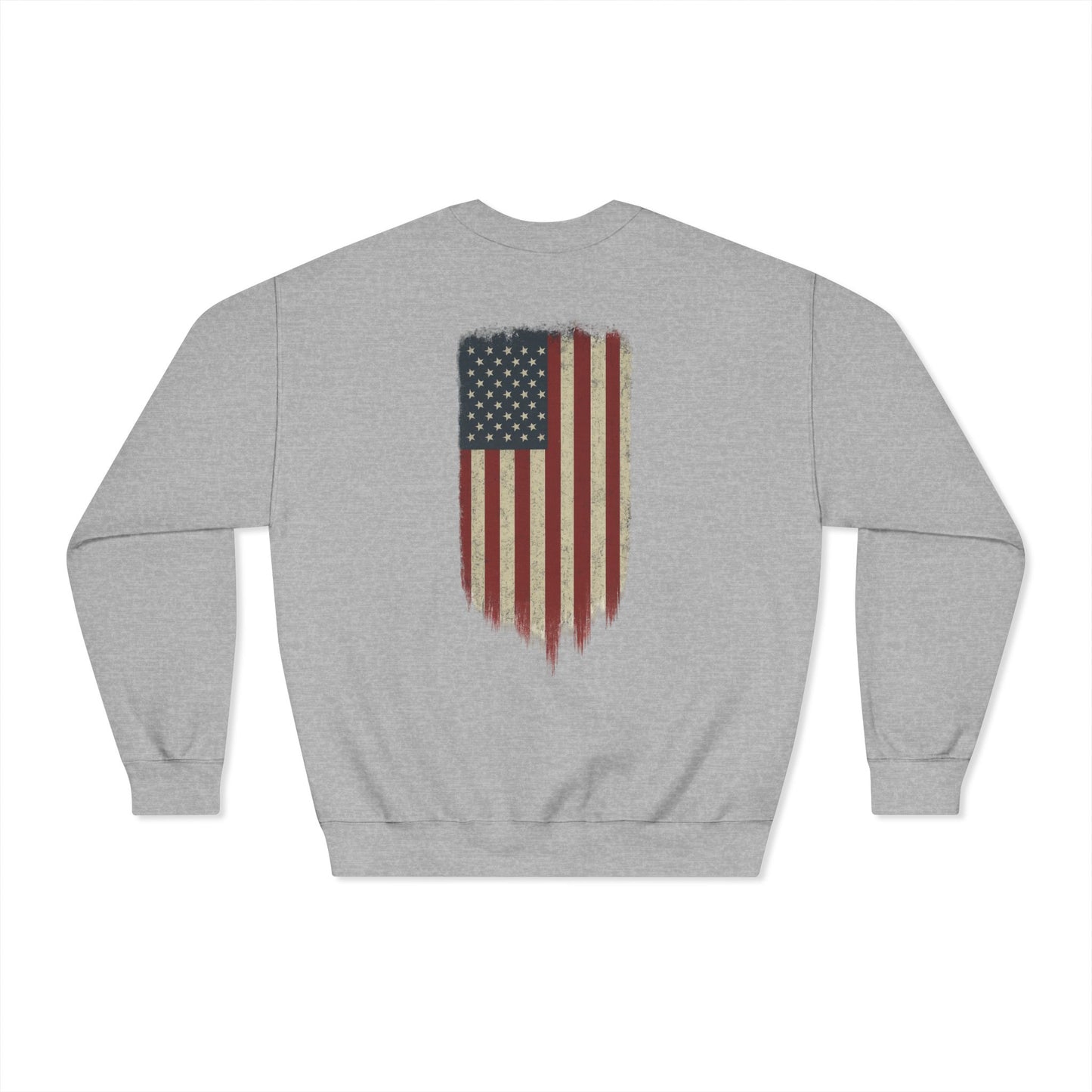 American Flag Crewneck Sweatshirt (front logo + back design) – American Pride Pullover