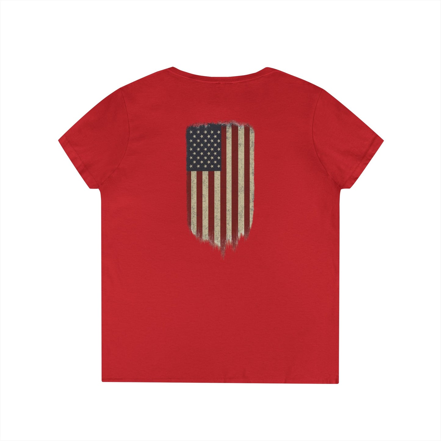 American Flag Tee (front logo + back design) – American Pride Ladies V-Neck