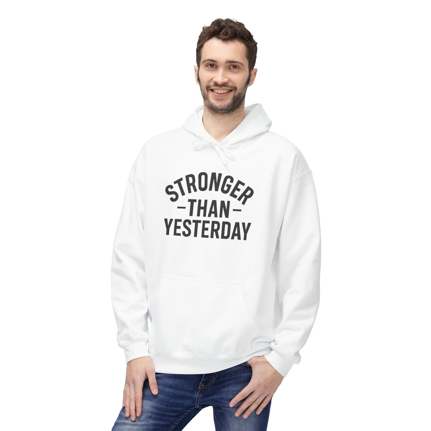 Stronger Than Yesterday Hoodie (front design) – Discipline Club Pullover