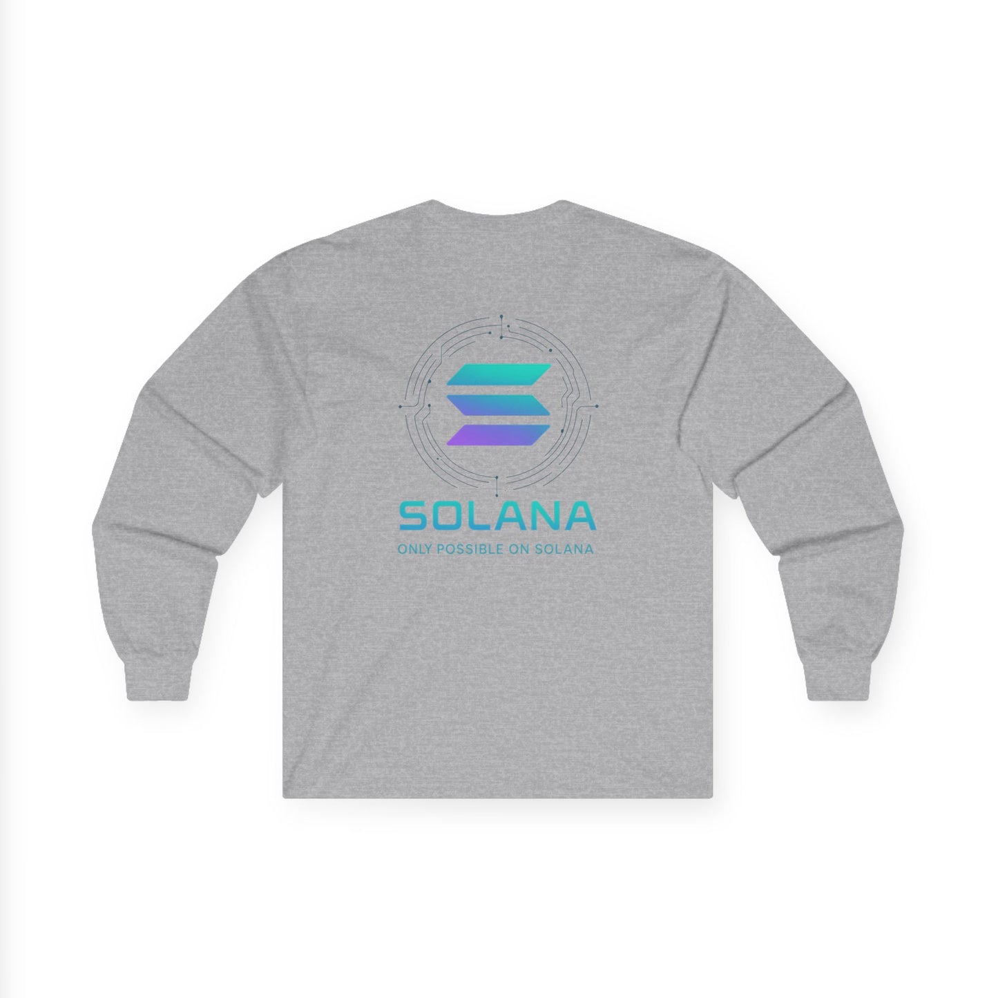 Only Possible on Solana Long Sleeve Tee (front logo + back design) – Crypto Vault Shirt