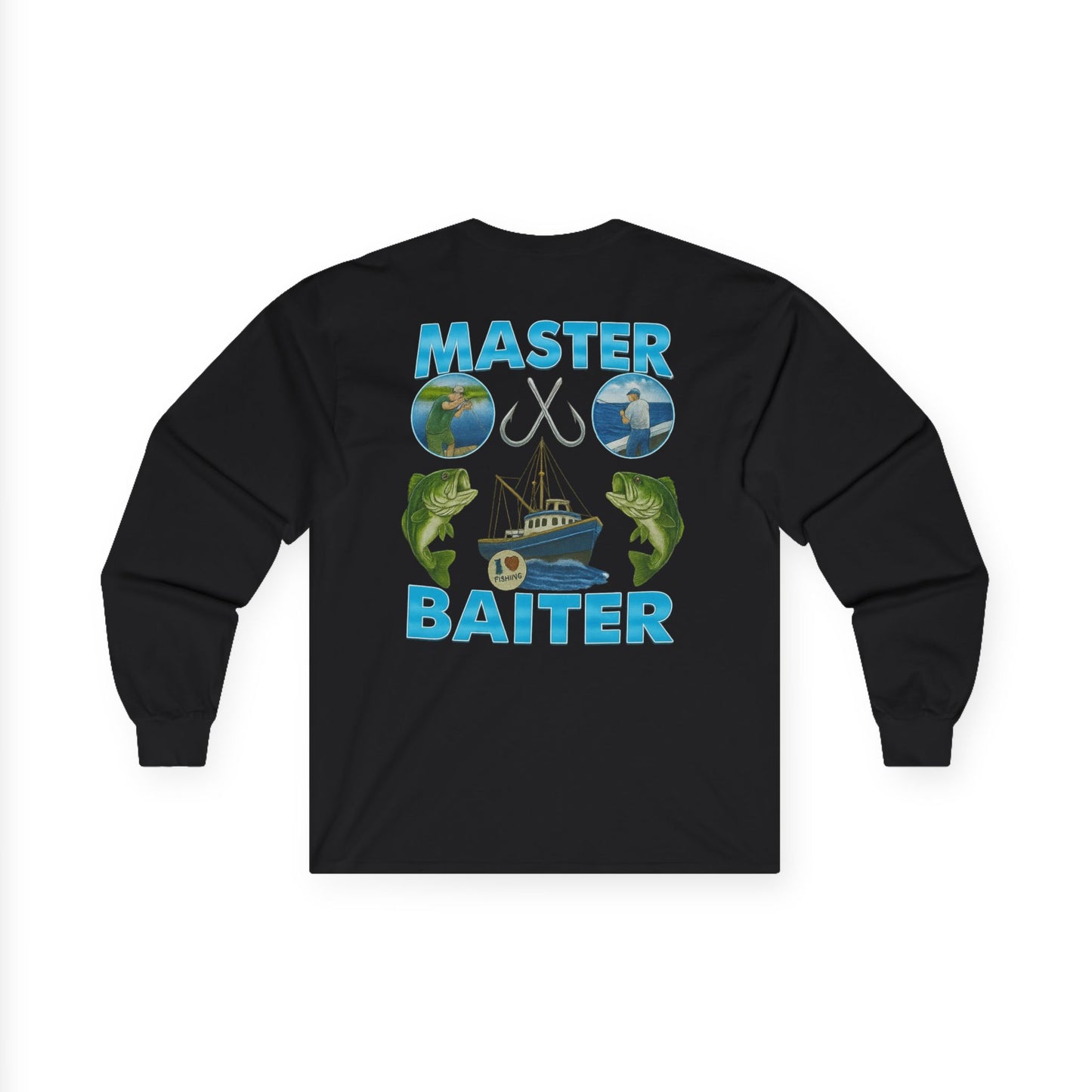 Master Baiter Long Sleeve Tee (front logo + back design) - Meme Apparel